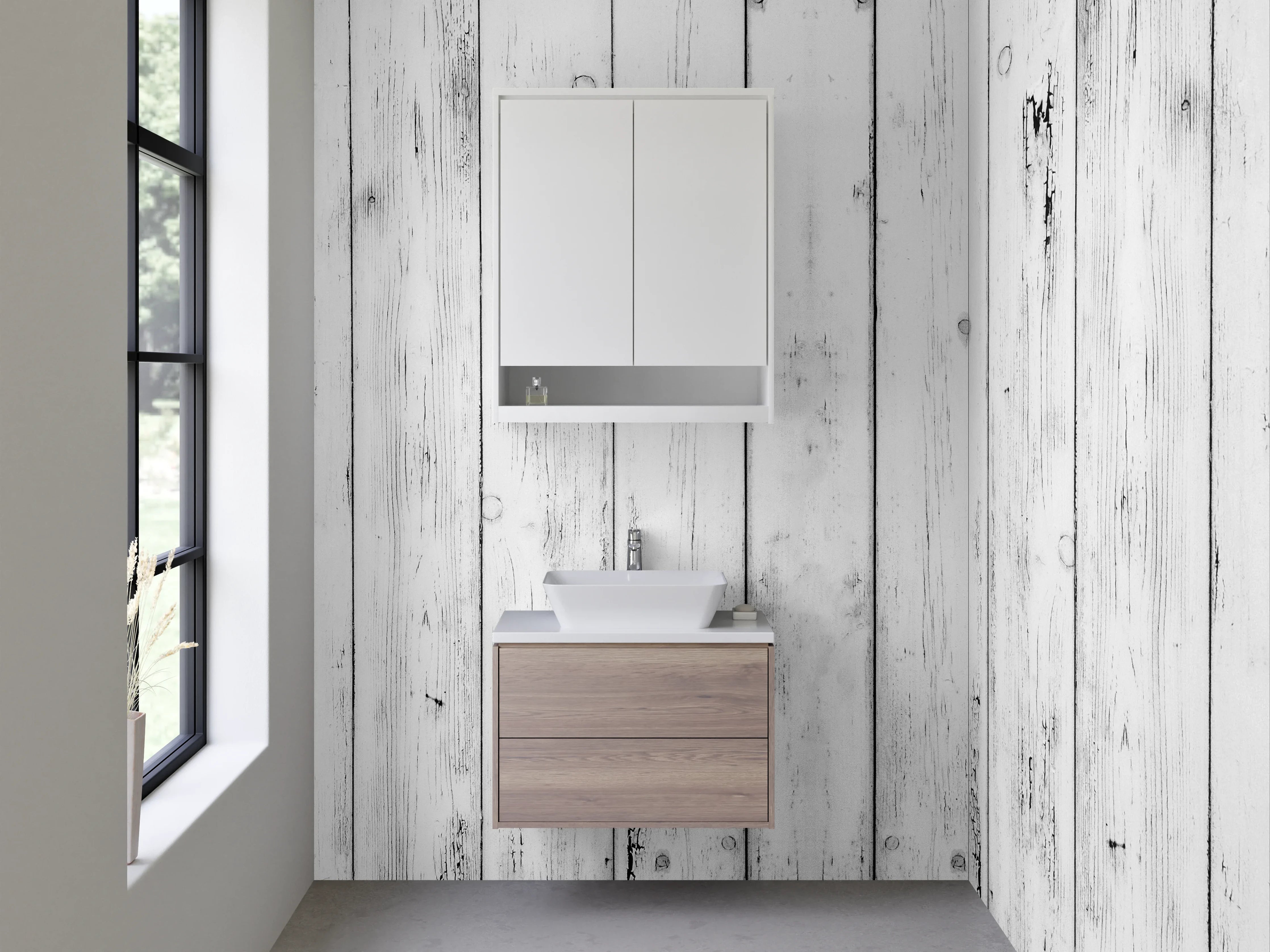 Waschbecken-Rückwand - Weiße Holzvertäfelung mit nostalgischem Charme