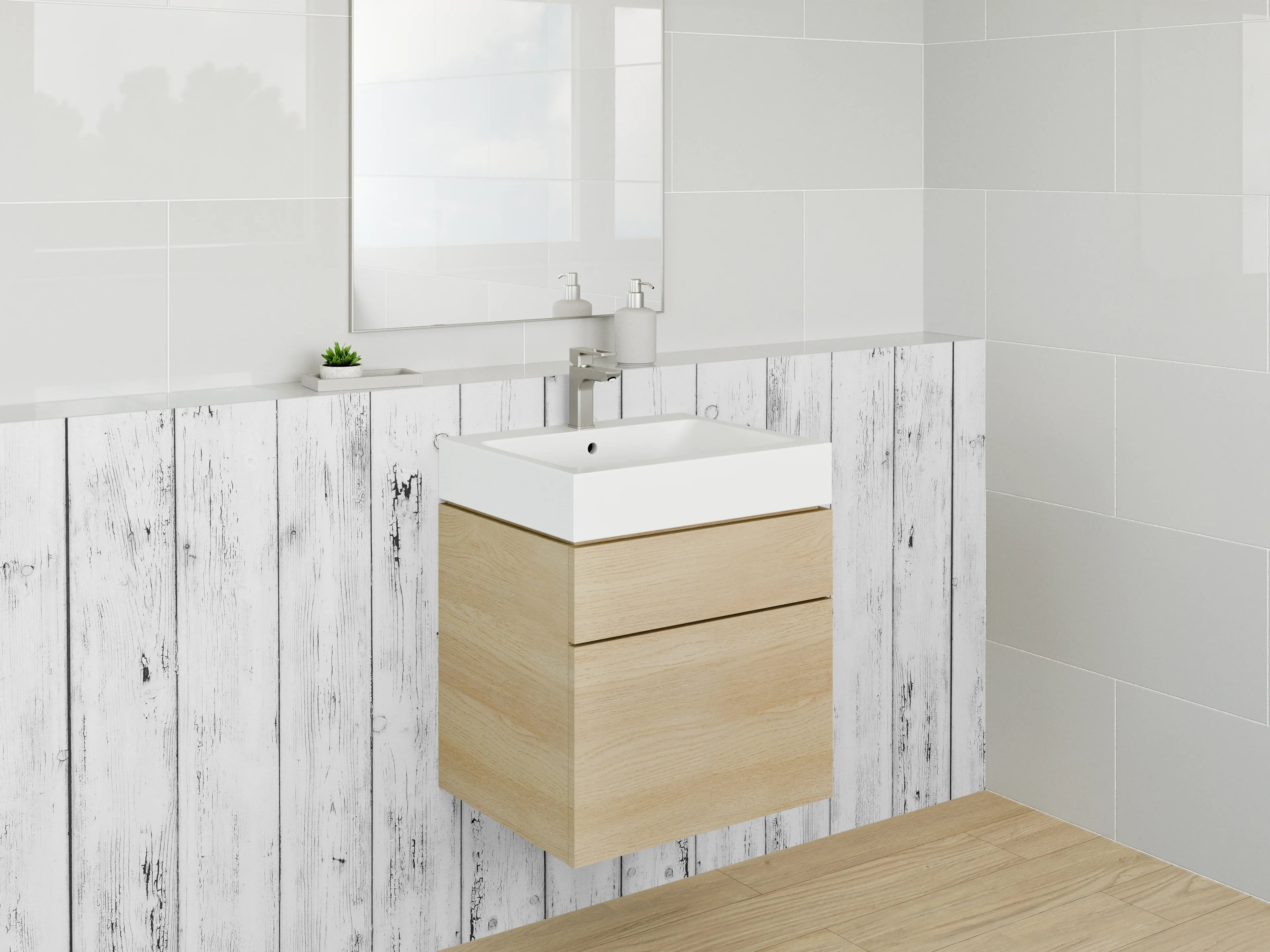 Waschbecken-Rückwand - Weiße Holzvertäfelung mit nostalgischem Charme