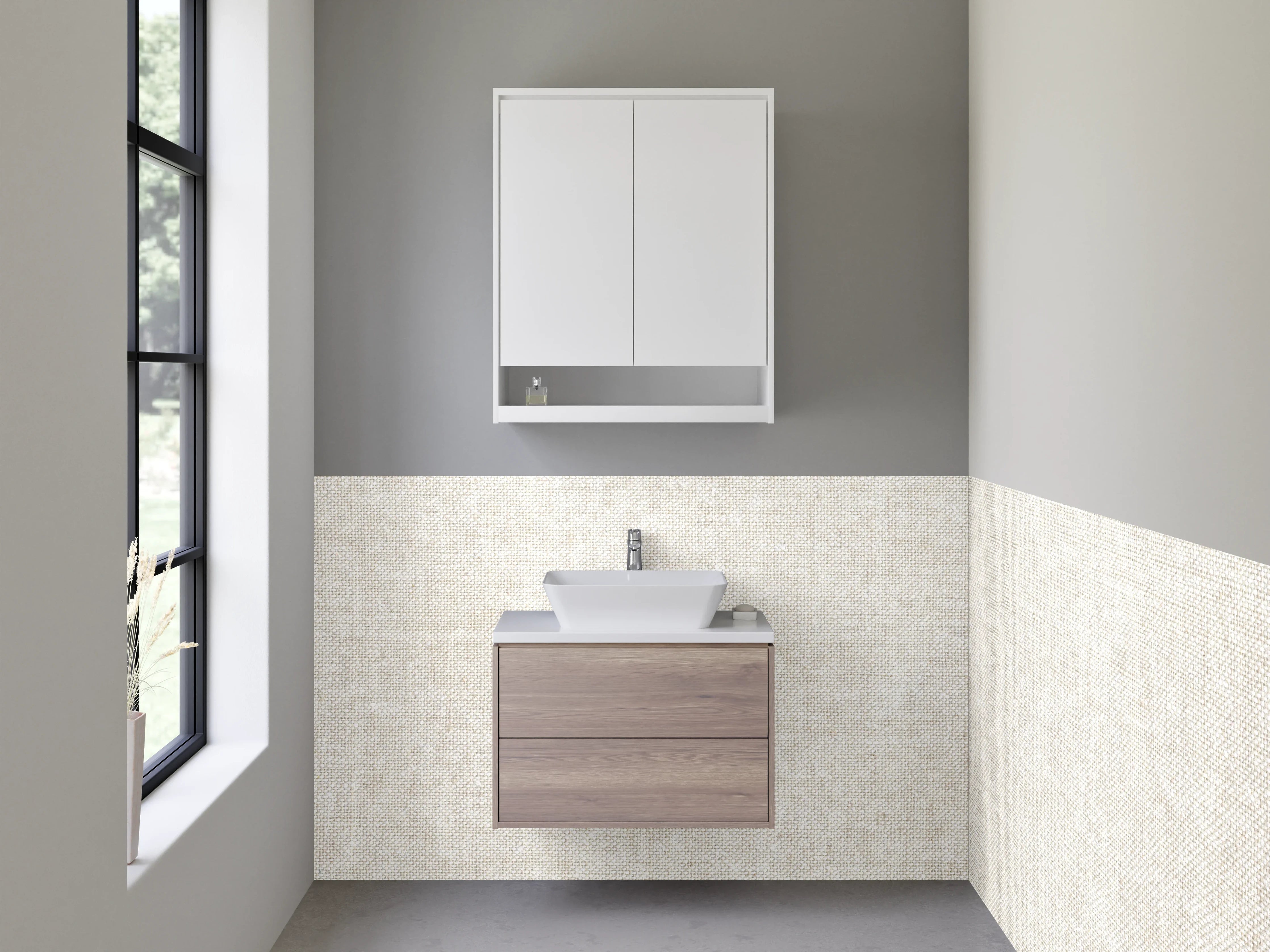 Waschbecken-Rückwand - Weiße Leinwand mit subtiler Textur