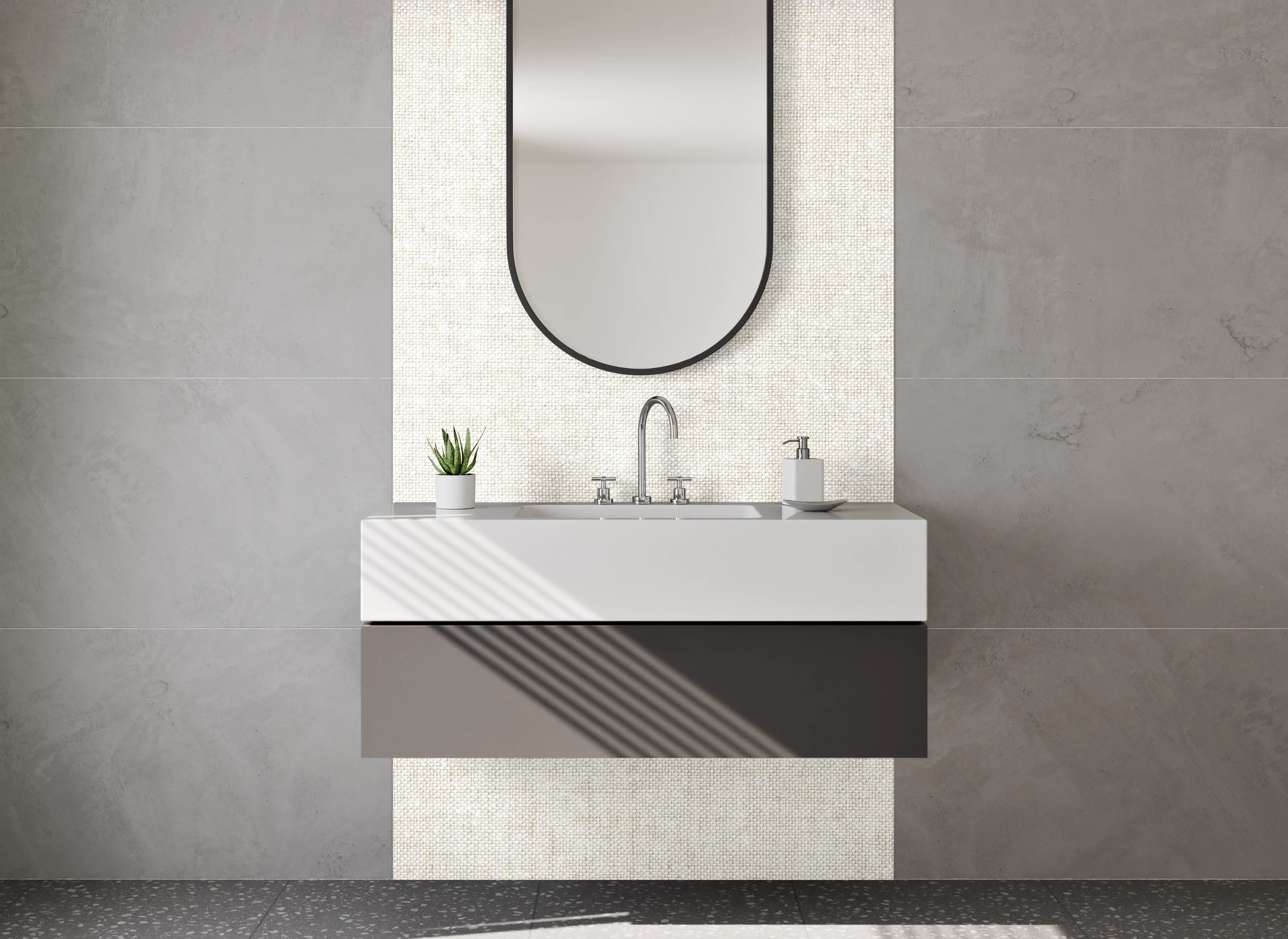 Waschbecken-Rückwand - Weiße Leinwand mit subtiler Textur