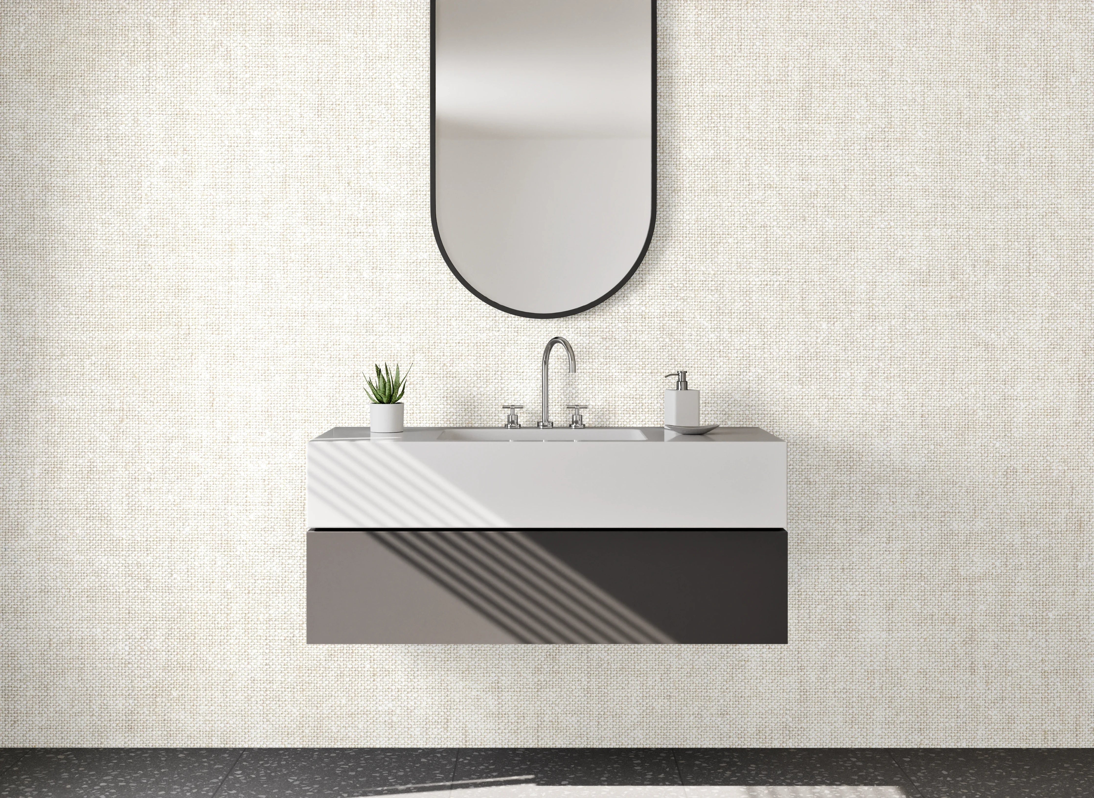 Waschbecken-Rückwand - Weiße Leinwand mit subtiler Textur