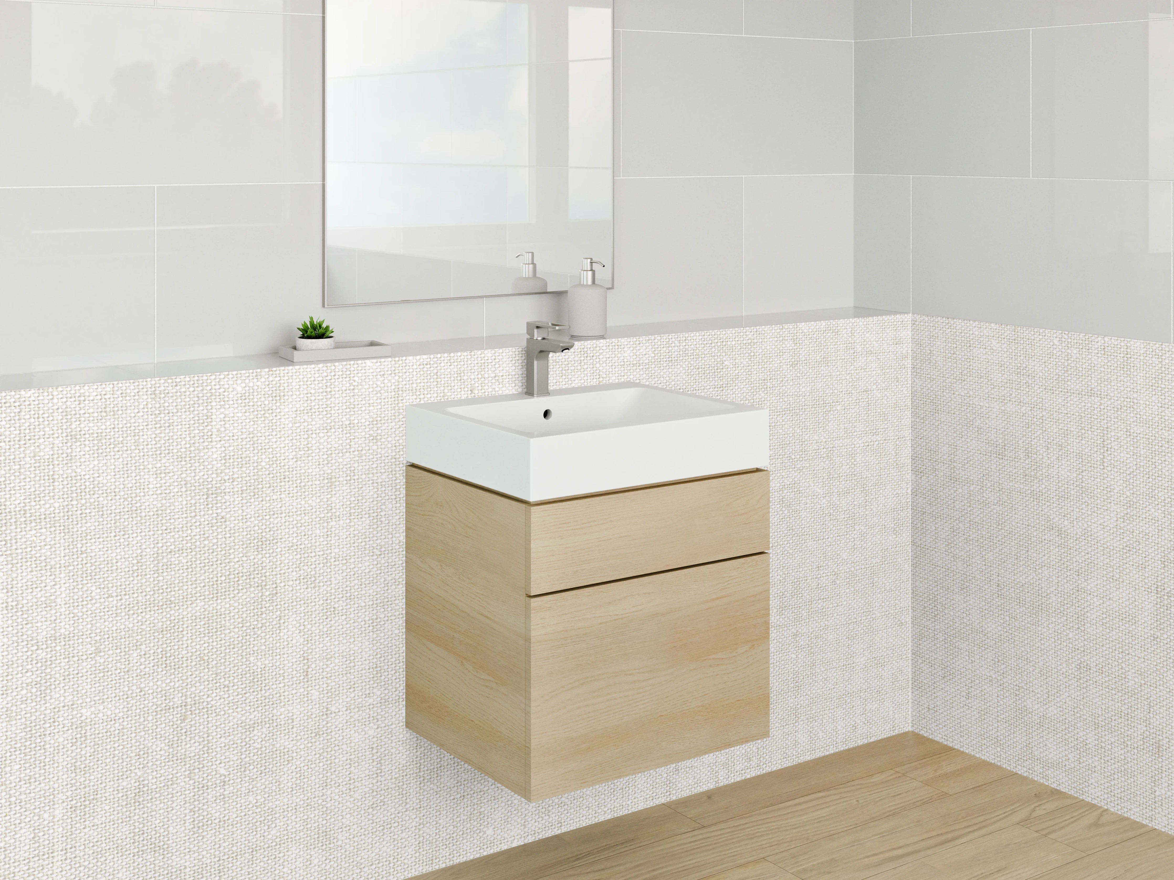 Waschbecken-Rückwand - Weiße Leinwand mit subtiler Textur