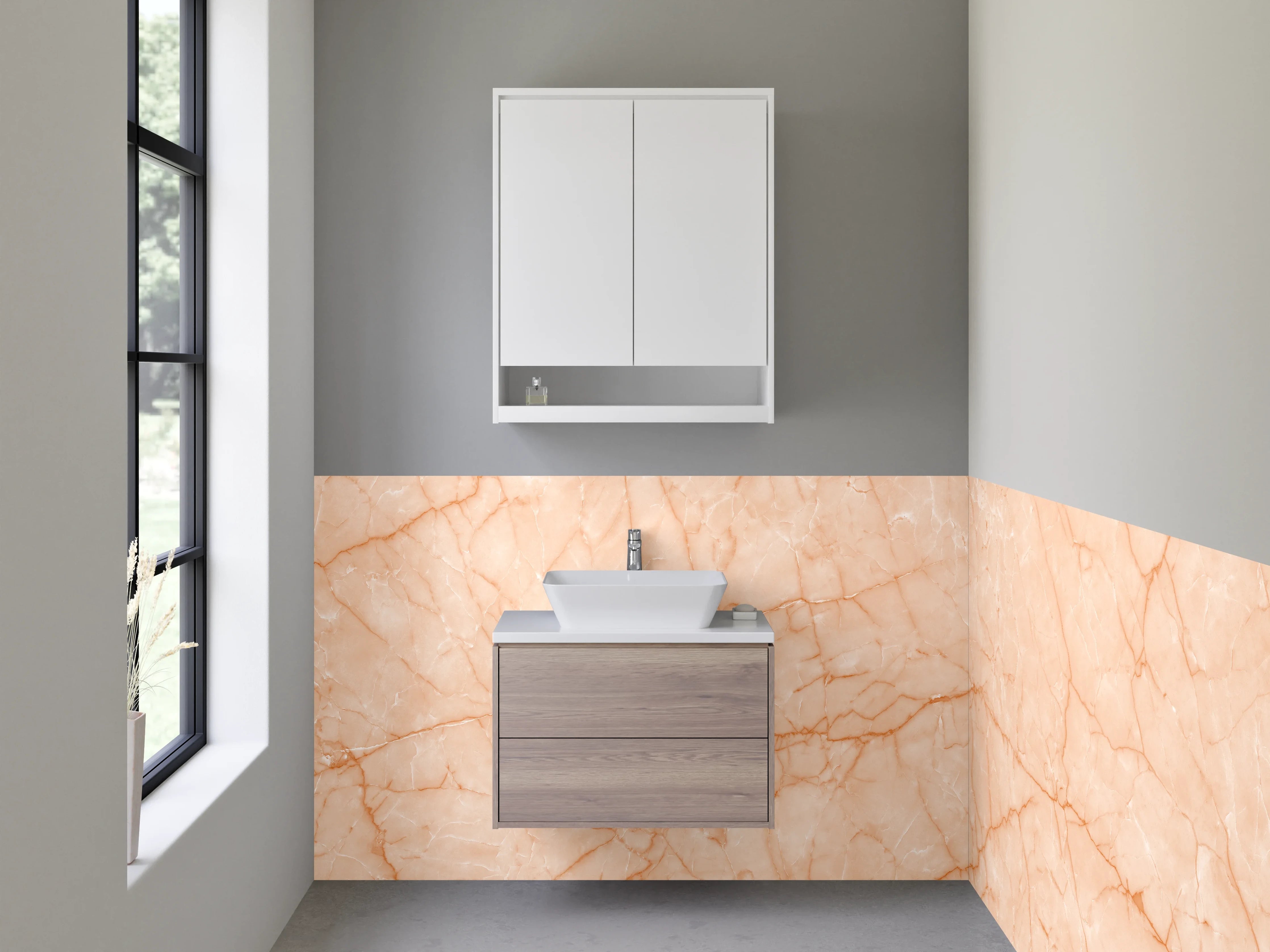 Waschbecken-Rückwand - Weiße Marmor Badwand: Eleganz und Stil