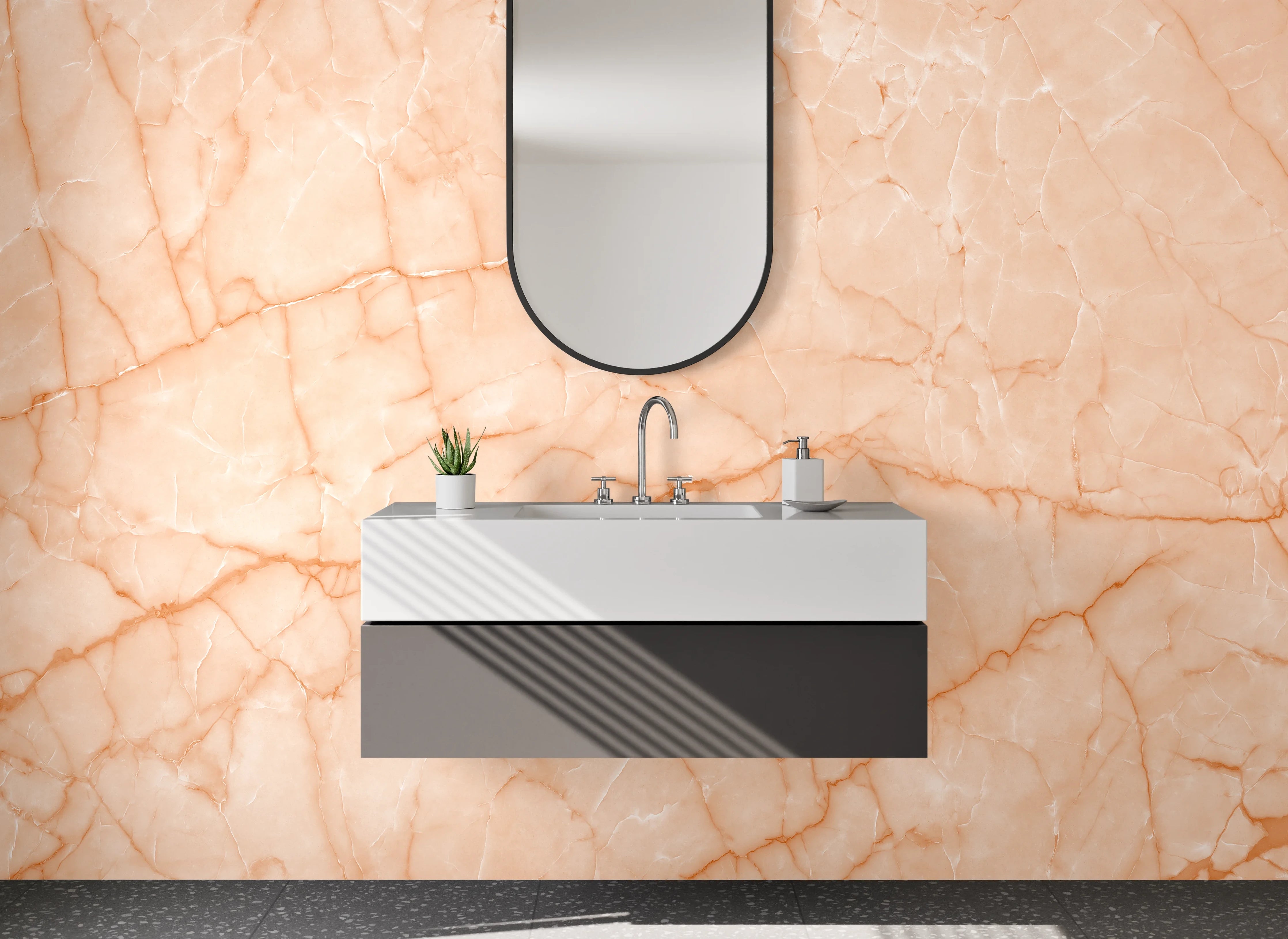Waschbecken-Rückwand - Weiße Marmor Badwand: Eleganz und Stil