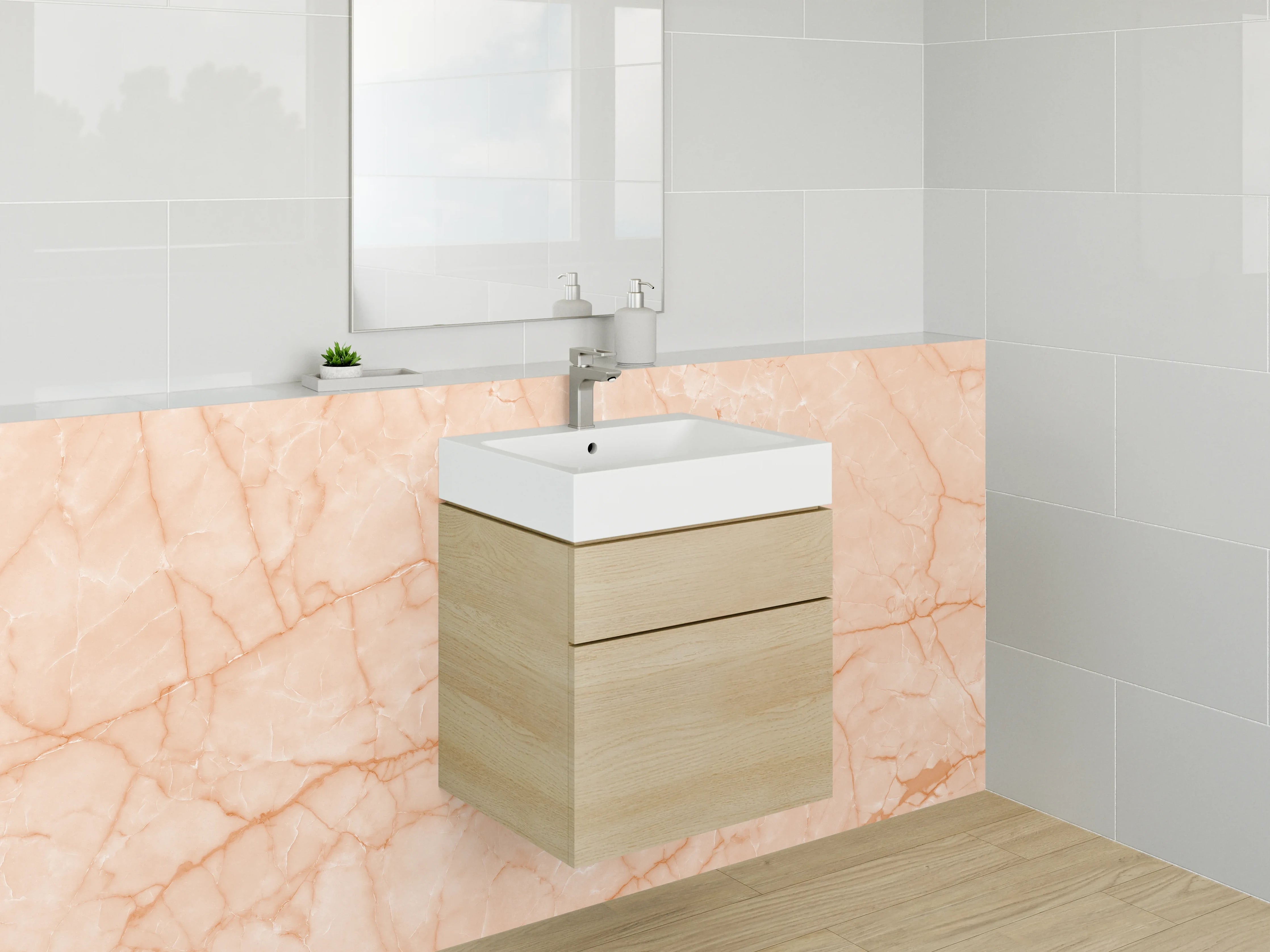 Waschbecken-Rückwand - Weiße Marmor Badwand: Eleganz und Stil
