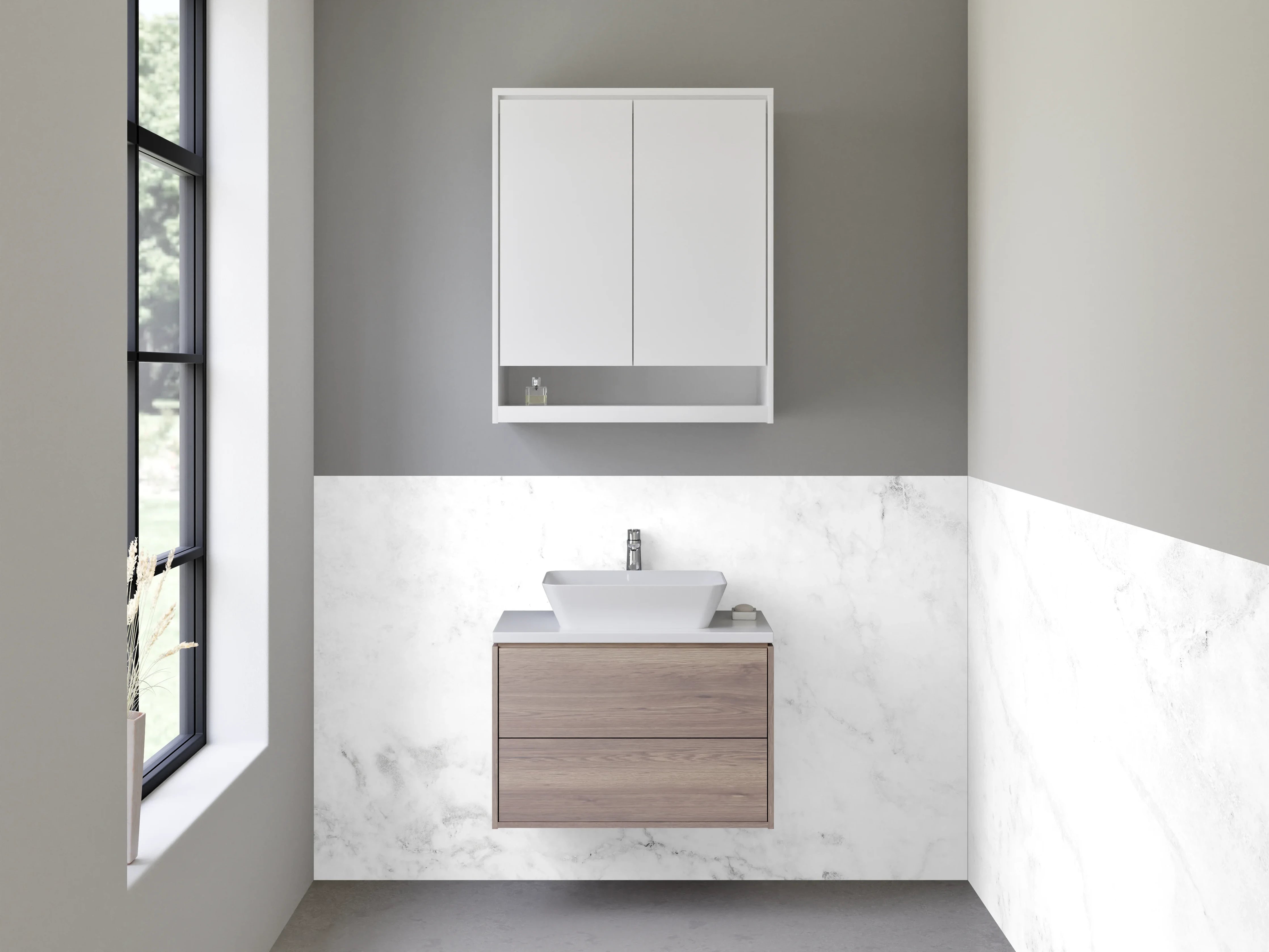 Waschbecken-Rückwand - Weiße Marmor-Optik für Waschtischwand