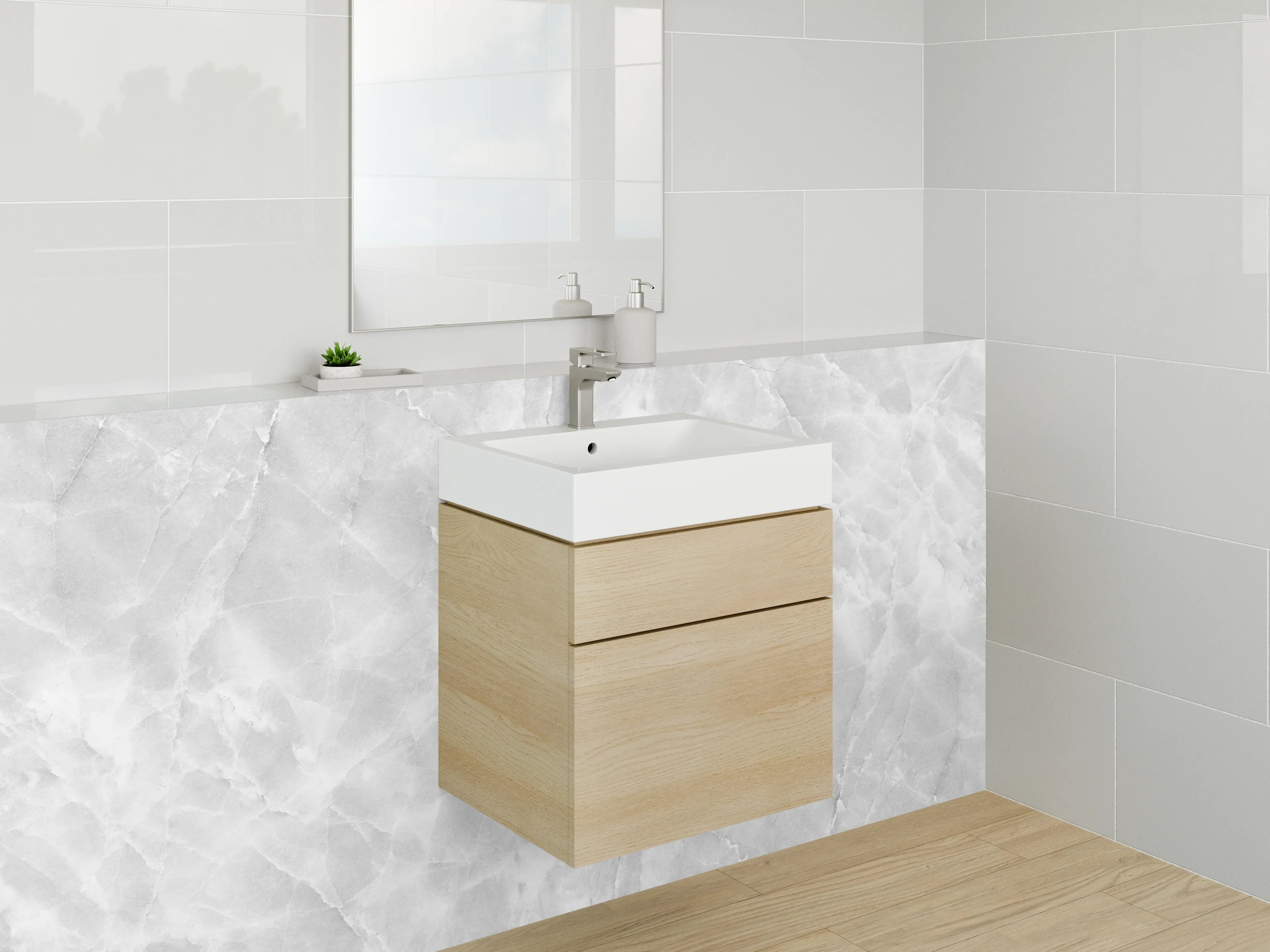 Waschbecken-Rückwand - Weiße Marmor-Optik für modernes Ambiente