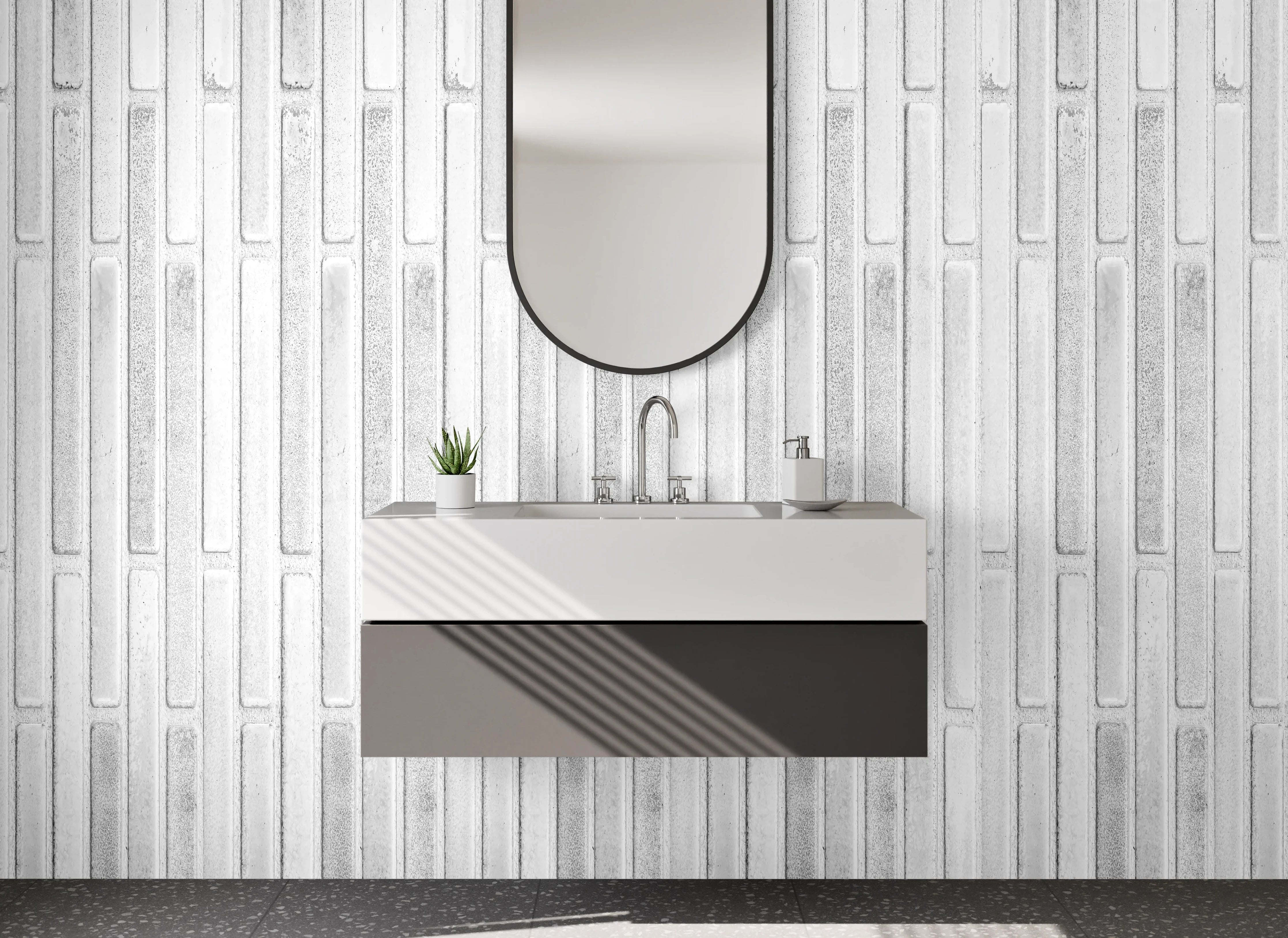Waschbecken-Rückwand - Weiße Marmor-Textur mit feinen Linien