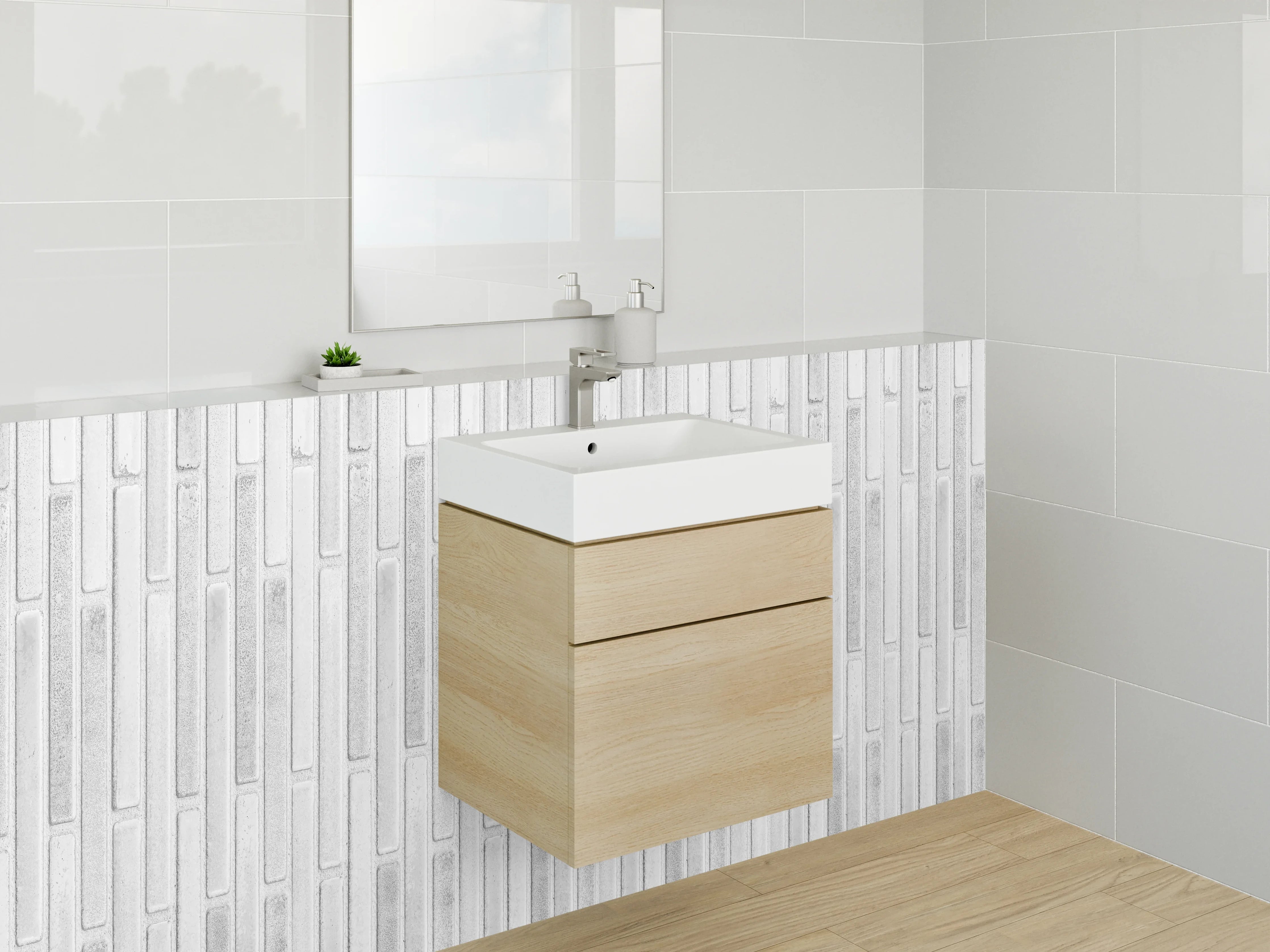 Waschbecken-Rückwand - Weiße Marmor-Textur mit feinen Linien