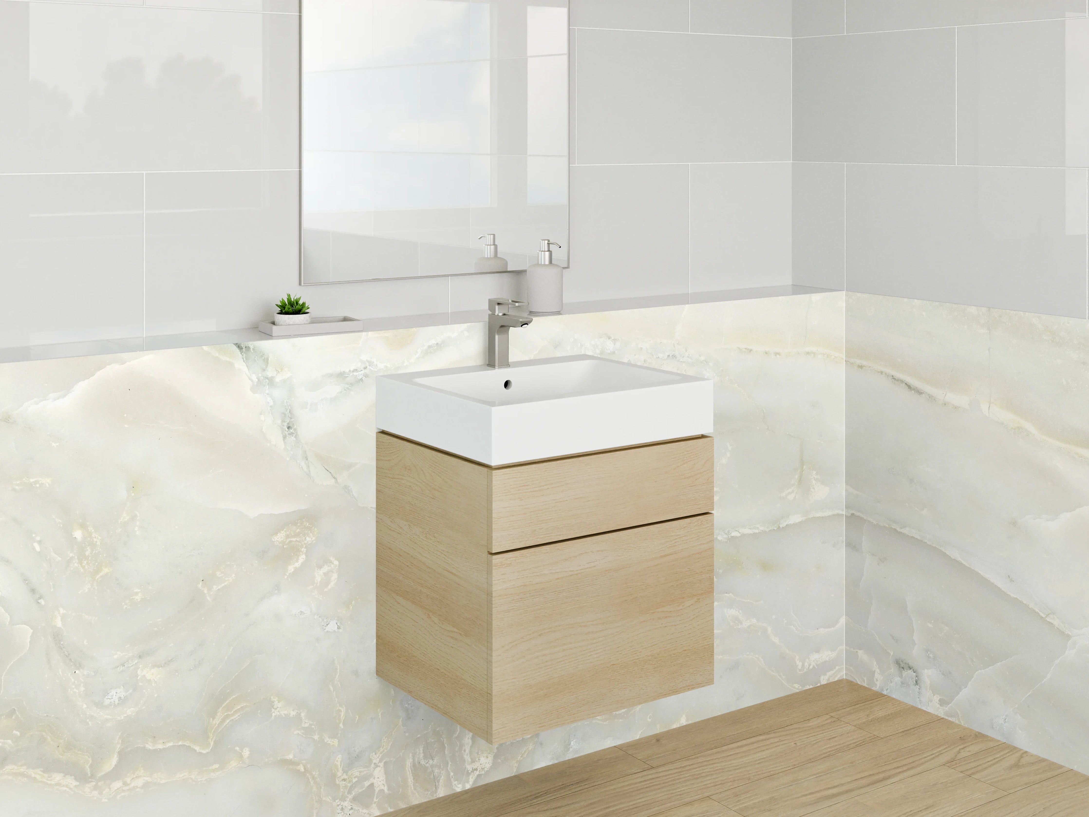 Waschbecken-Rückwand - Weiße Marmor-Textur mit goldenen Adern