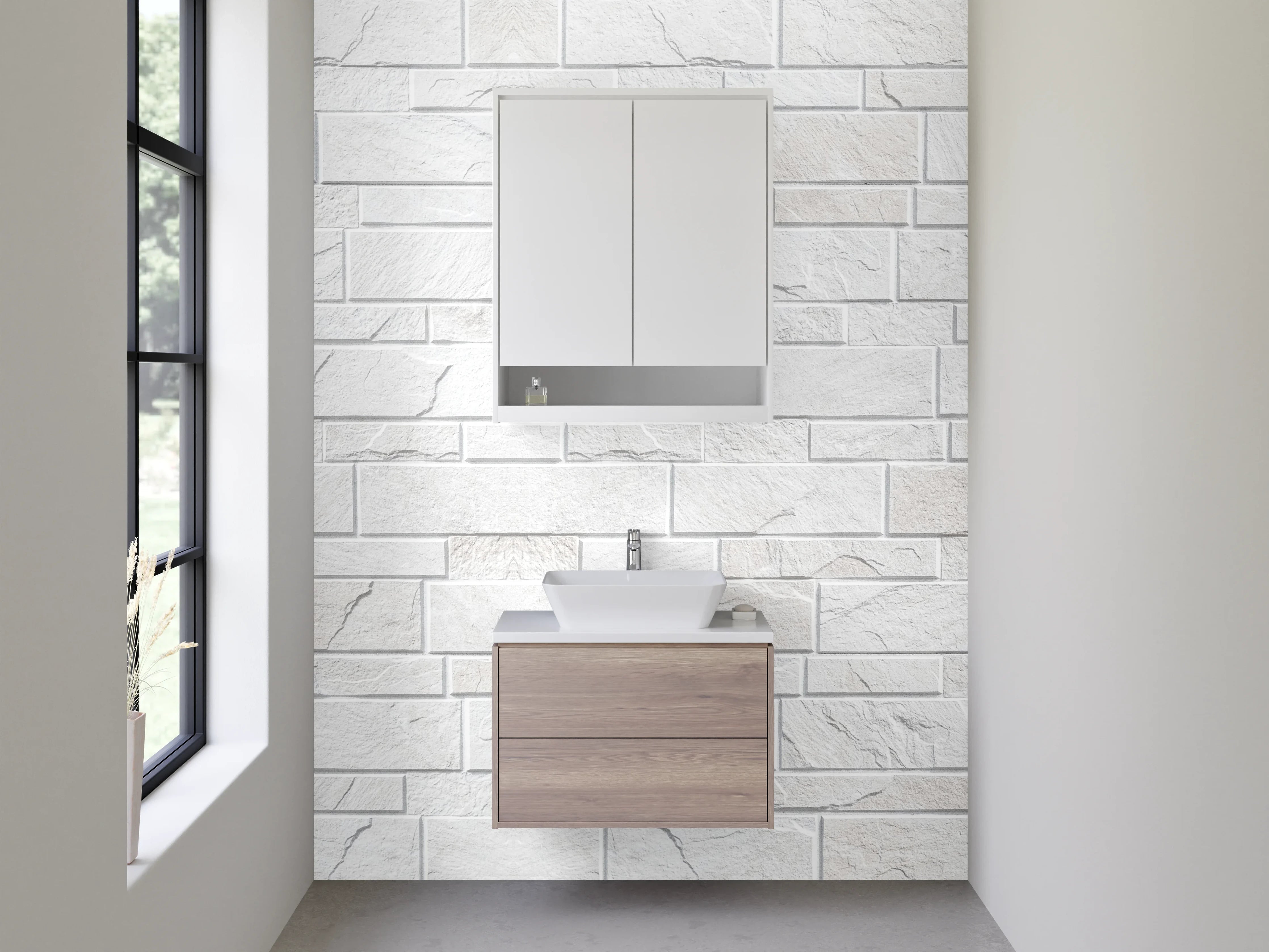 Waschbecken-Rückwand - Weiße Marmorstein-Optik für Rückwände