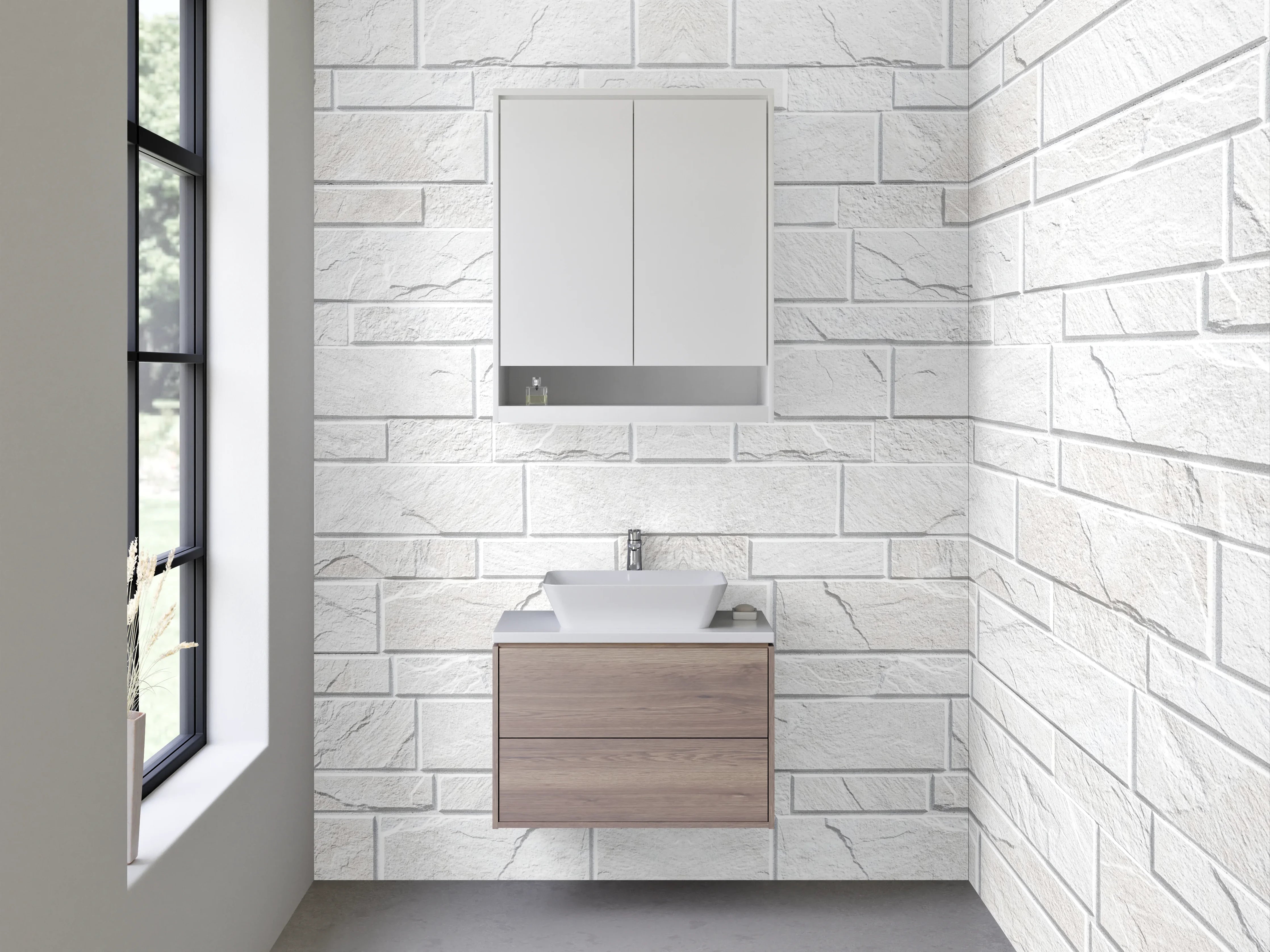 Waschbecken-Rückwand - Weiße Marmorstein-Optik für Rückwände