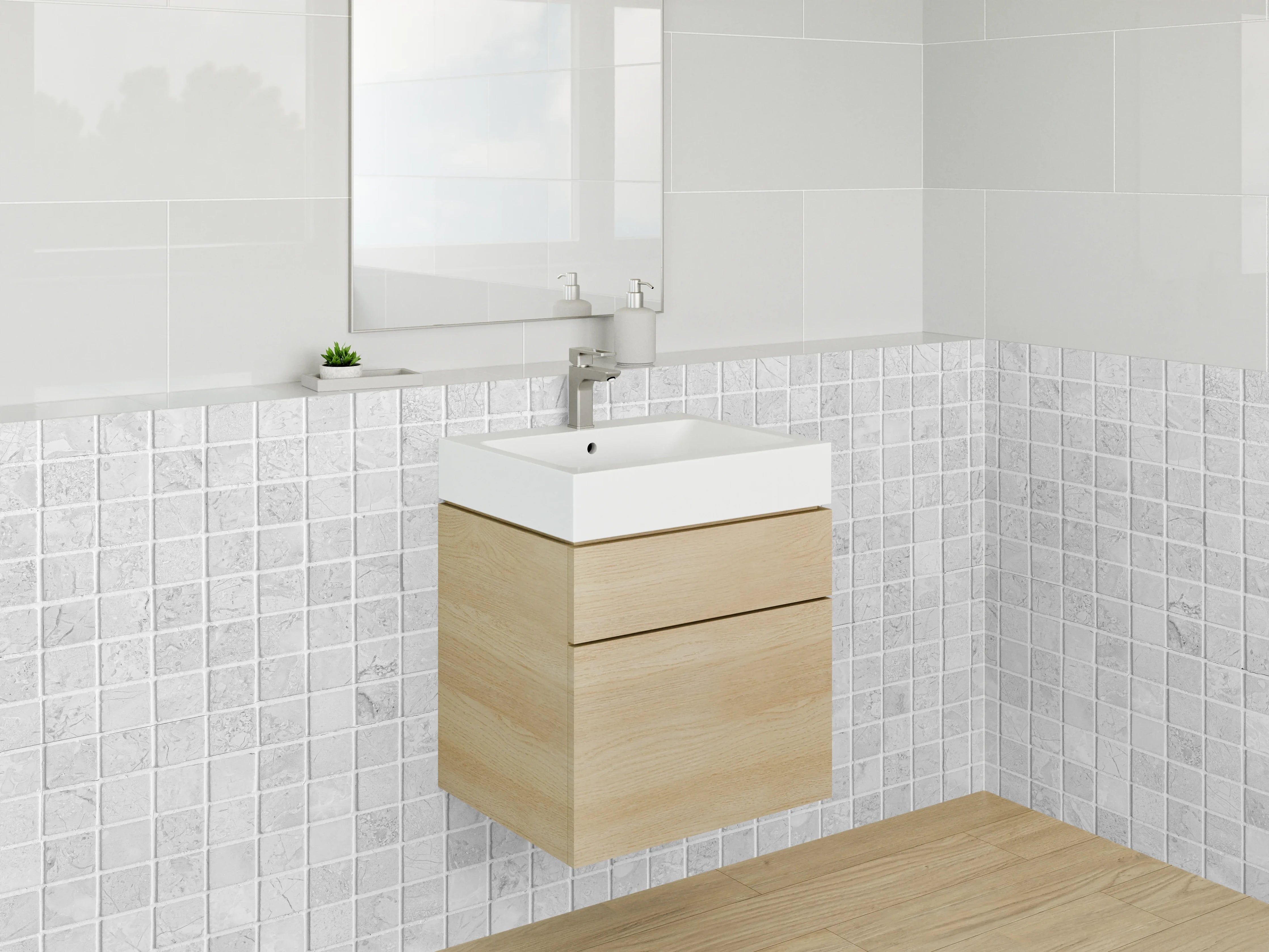 Waschbecken-Rückwand - Weiße Mosaikfliesen für moderne Bäder