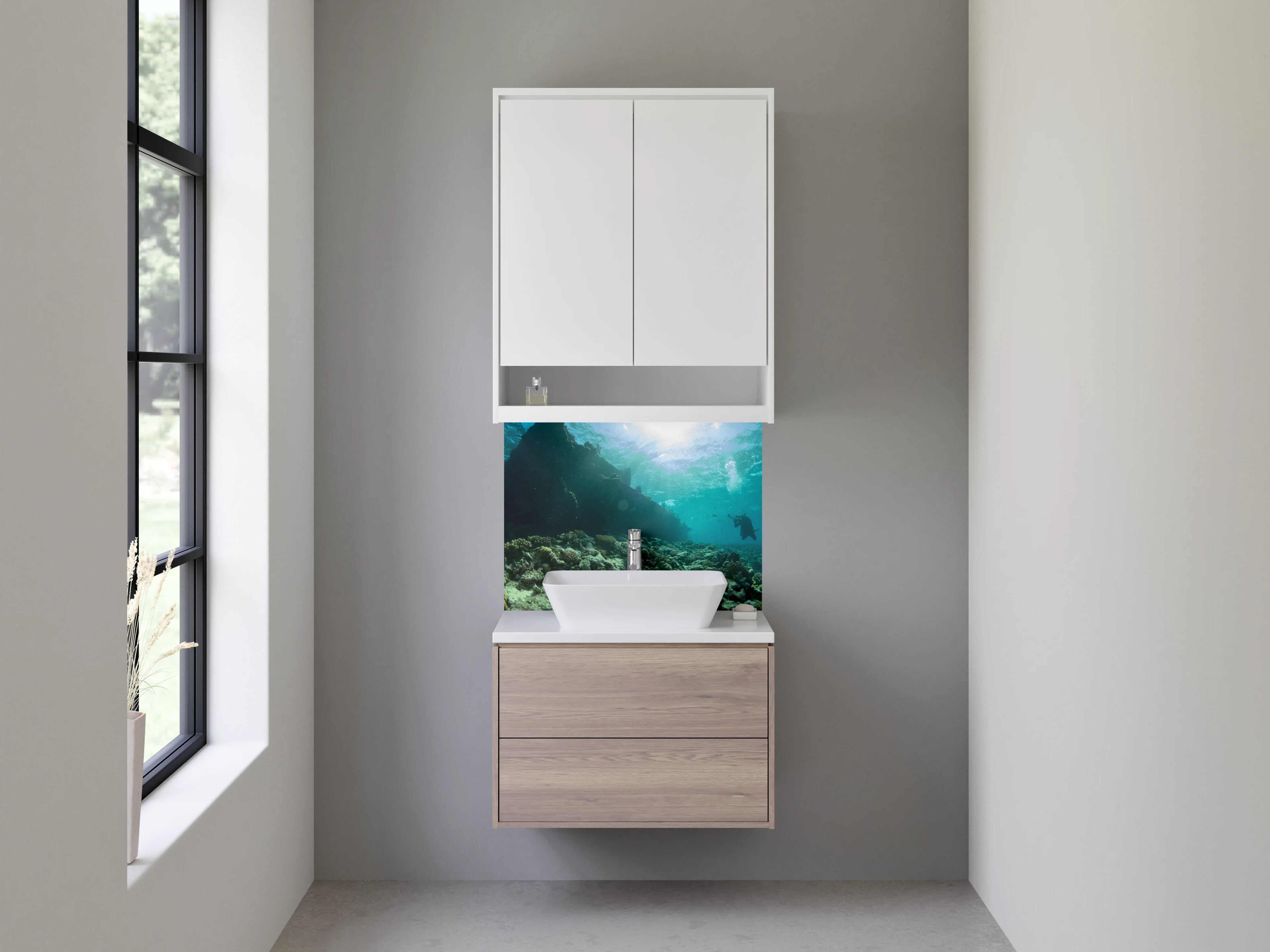 Waschbecken-Rückwand - Weiße Unterwasser-Welt