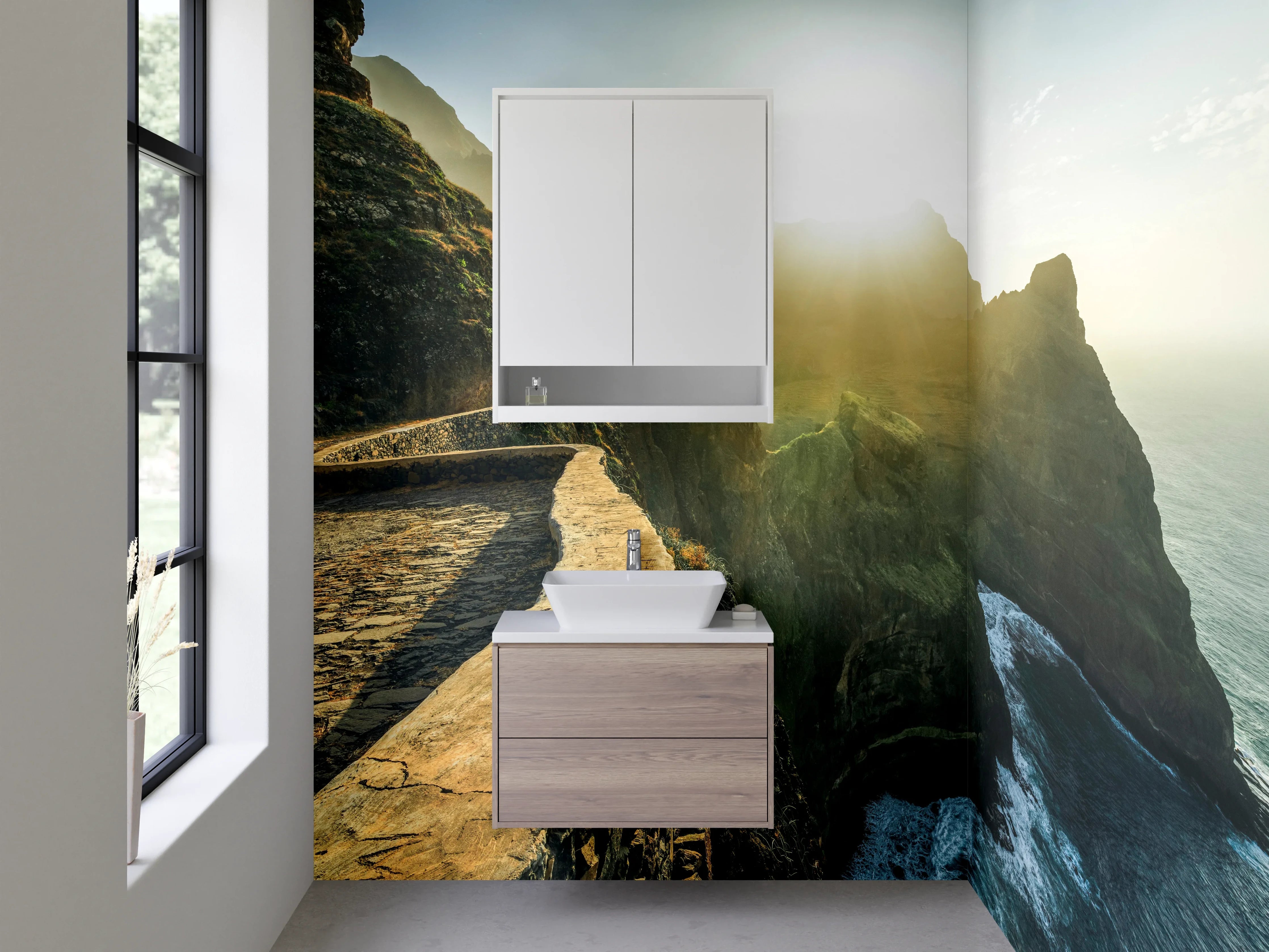 Waschbecken-Rückwand - Weiße Wand im Badezimmer