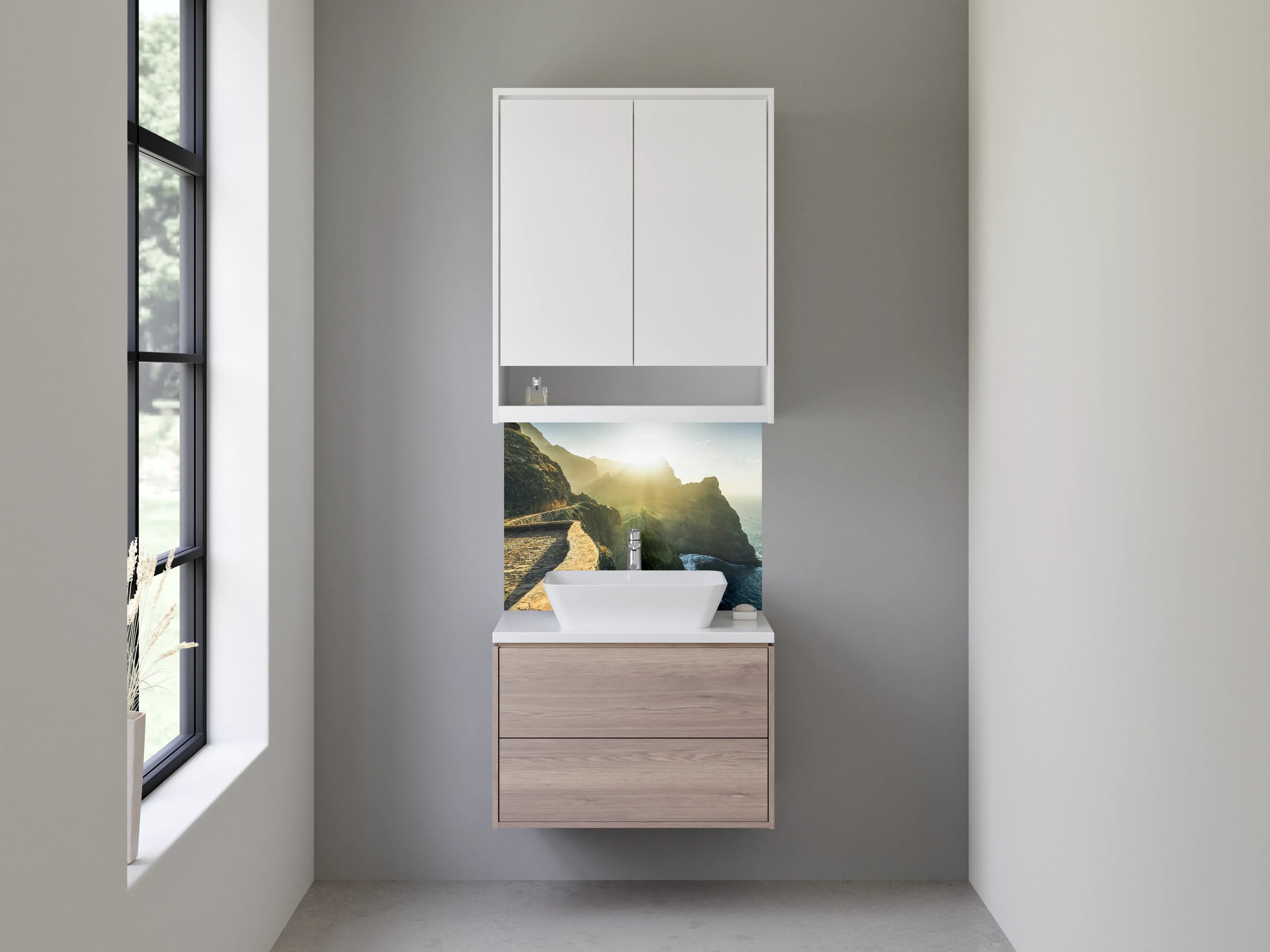Waschbecken-Rückwand - Weiße Wand im Badezimmer