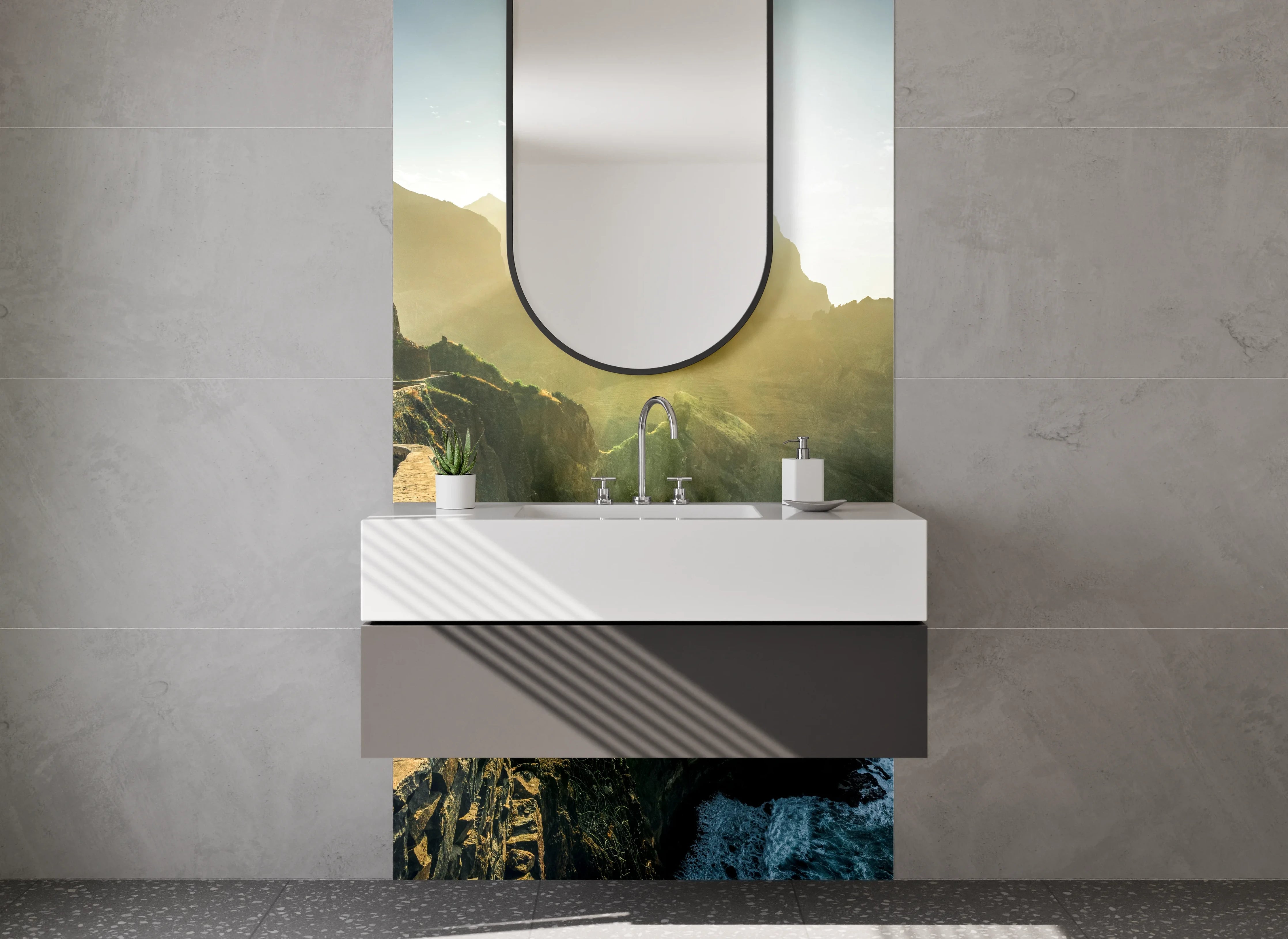 Waschbecken-Rückwand - Weiße Wand im Badezimmer