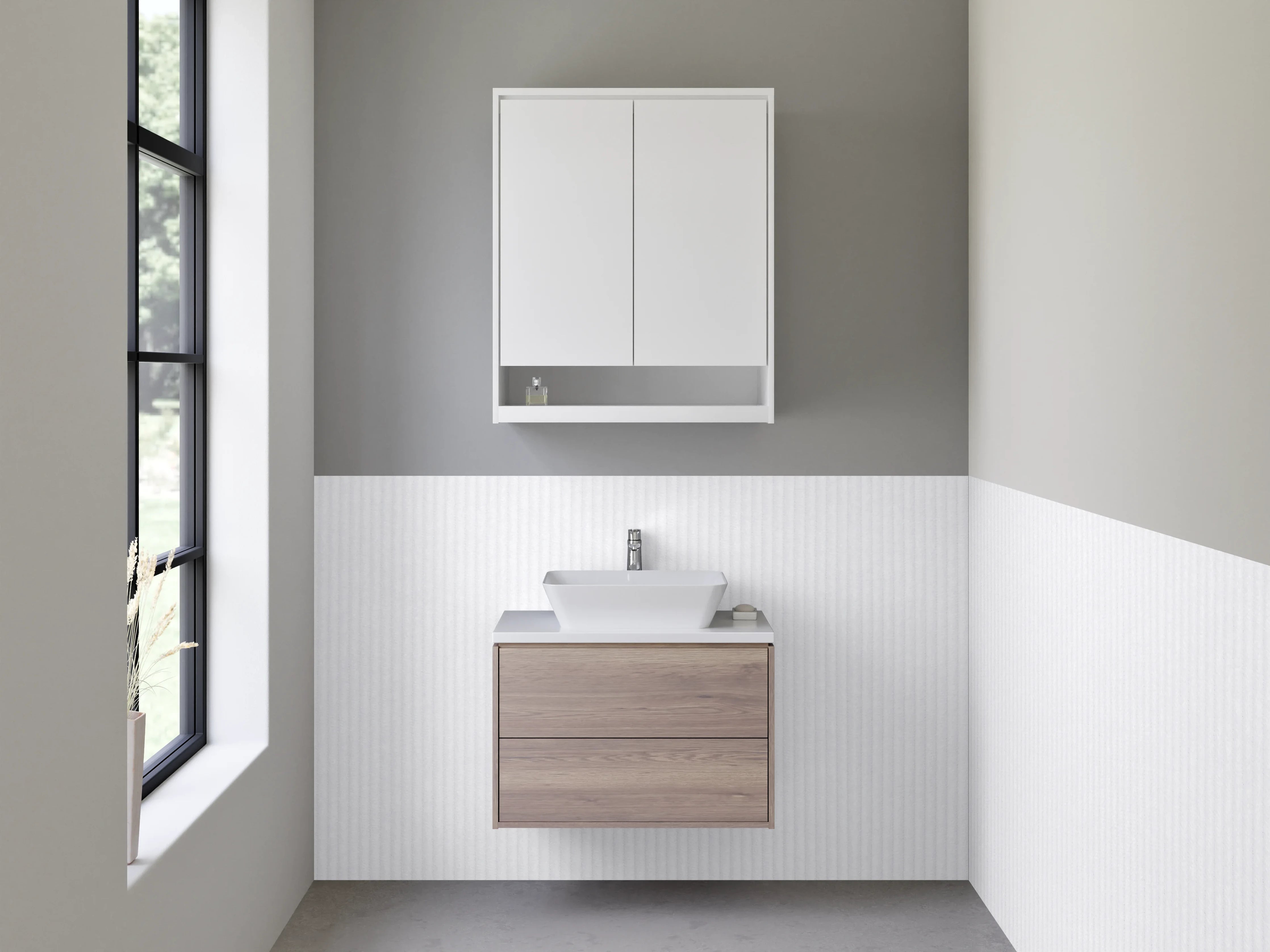 Waschbecken-Rückwand - Weiße Wand mit feinem Texturmuster