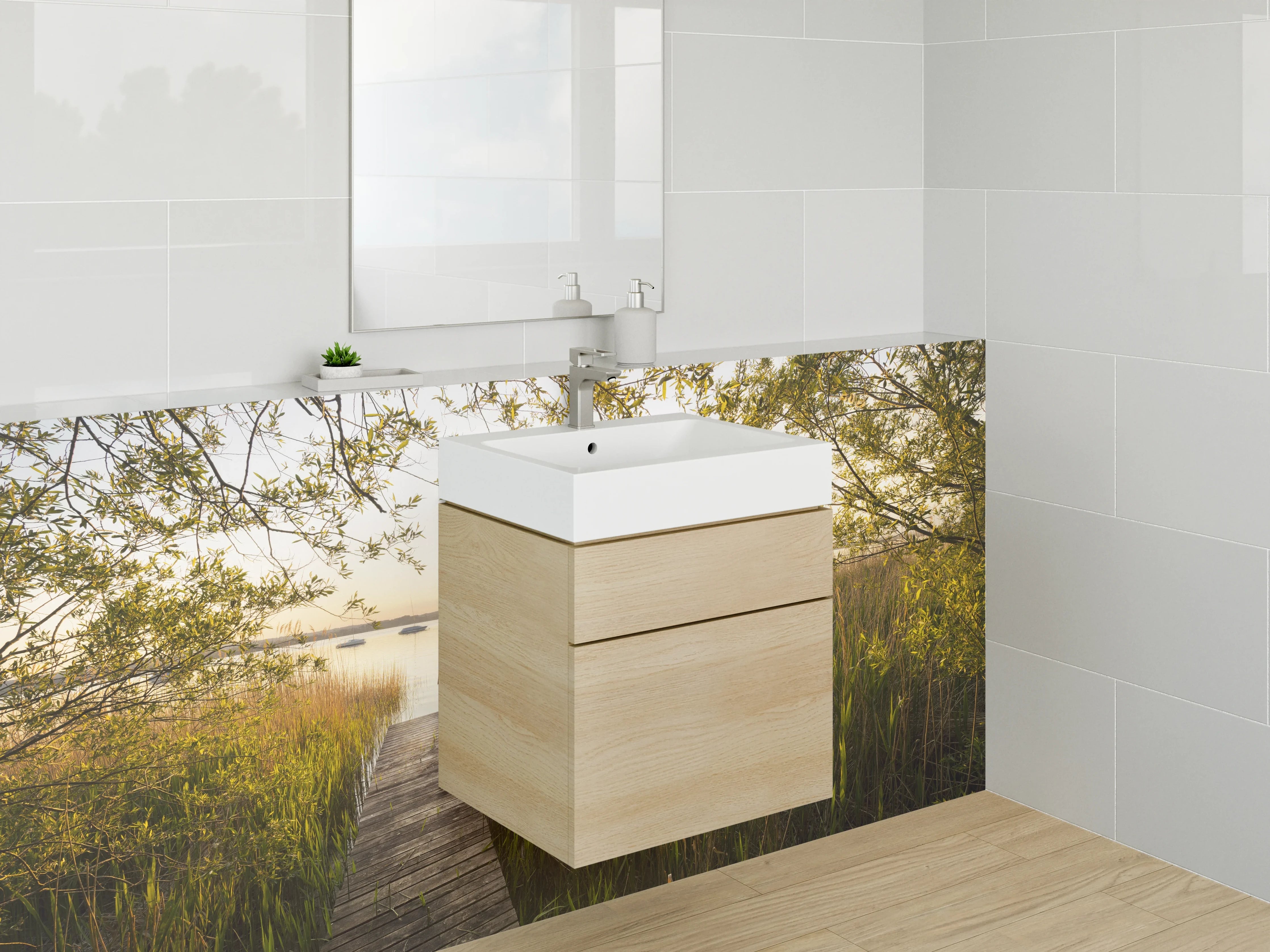 Waschbecken-Rückwand - Weiße Wasser-Ikone