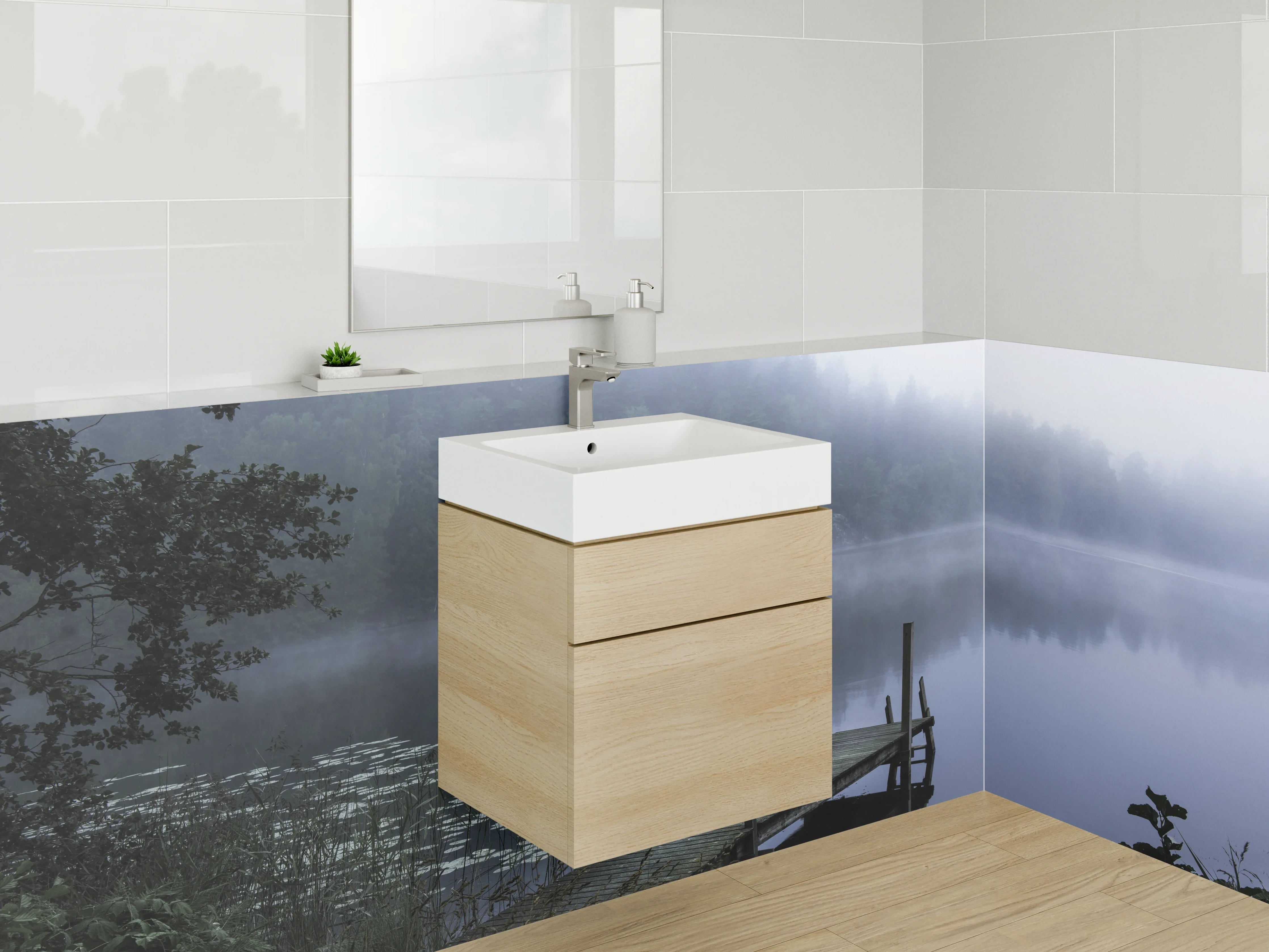 Waschbecken-Rückwand - Weiße Wasserlandschaft