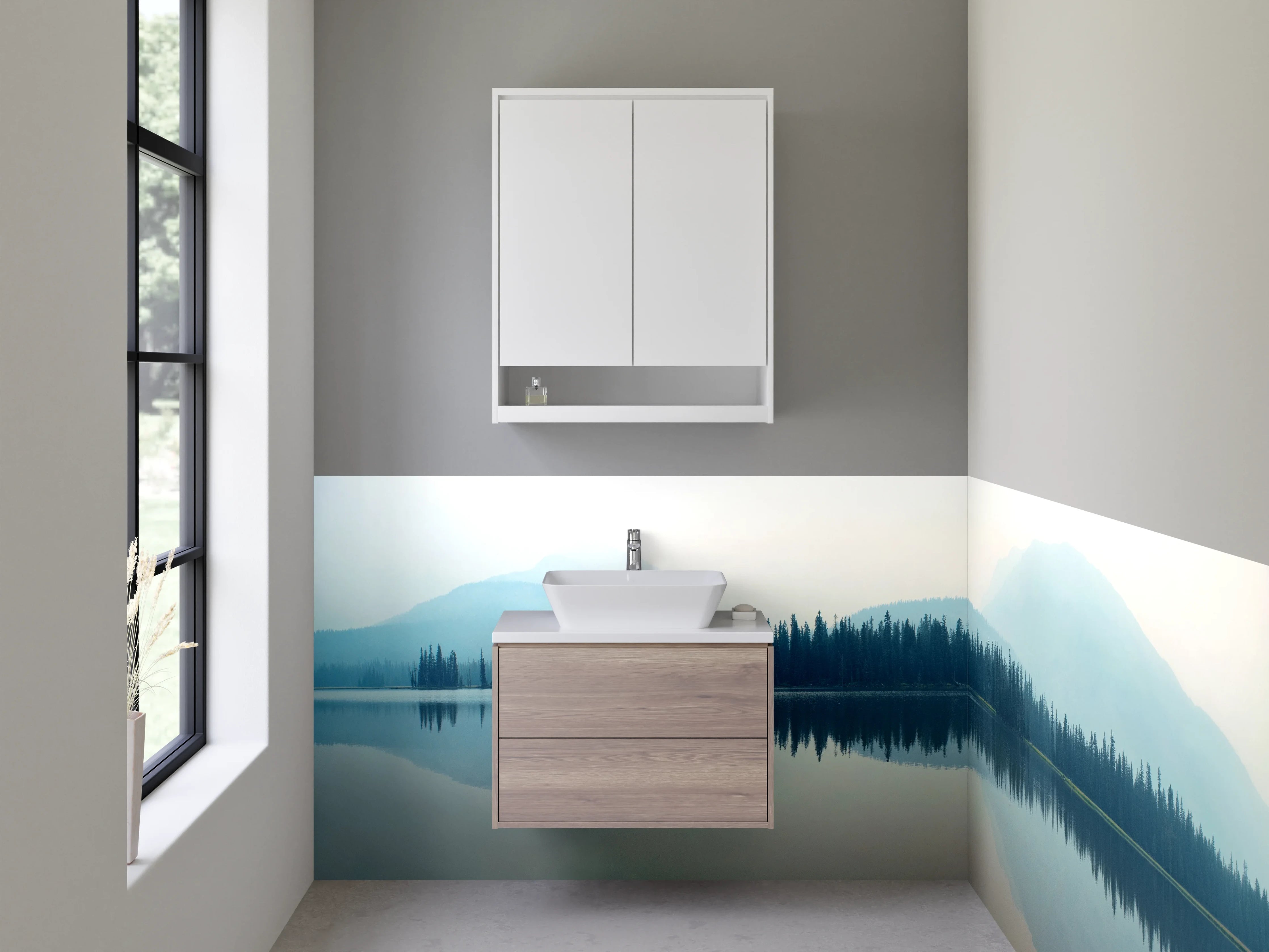 Waschbecken-Rückwand - Weiße Wasserwelt in der Küche
