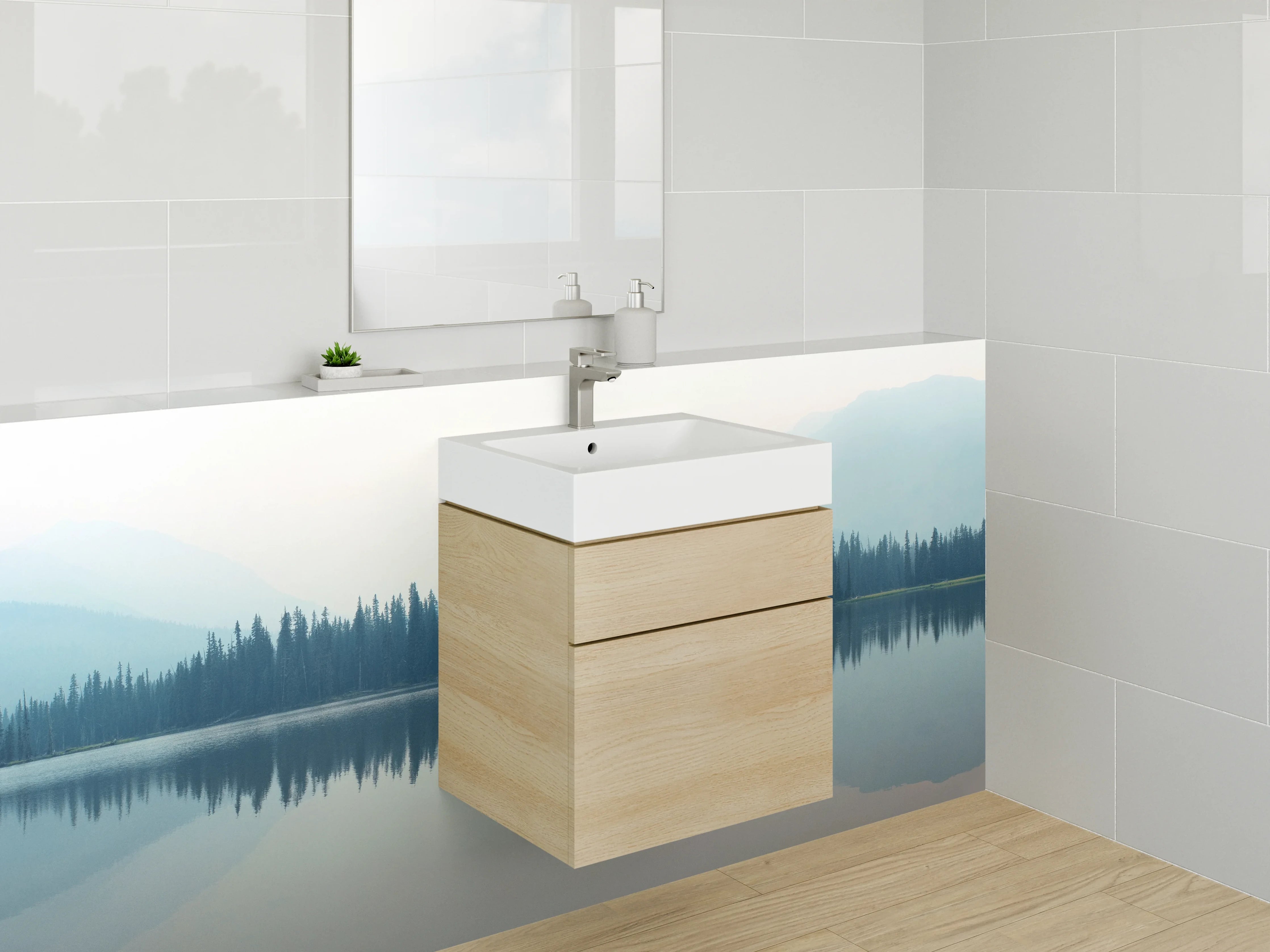 Waschbecken-Rückwand - Weiße Wasserwelt in der Küche