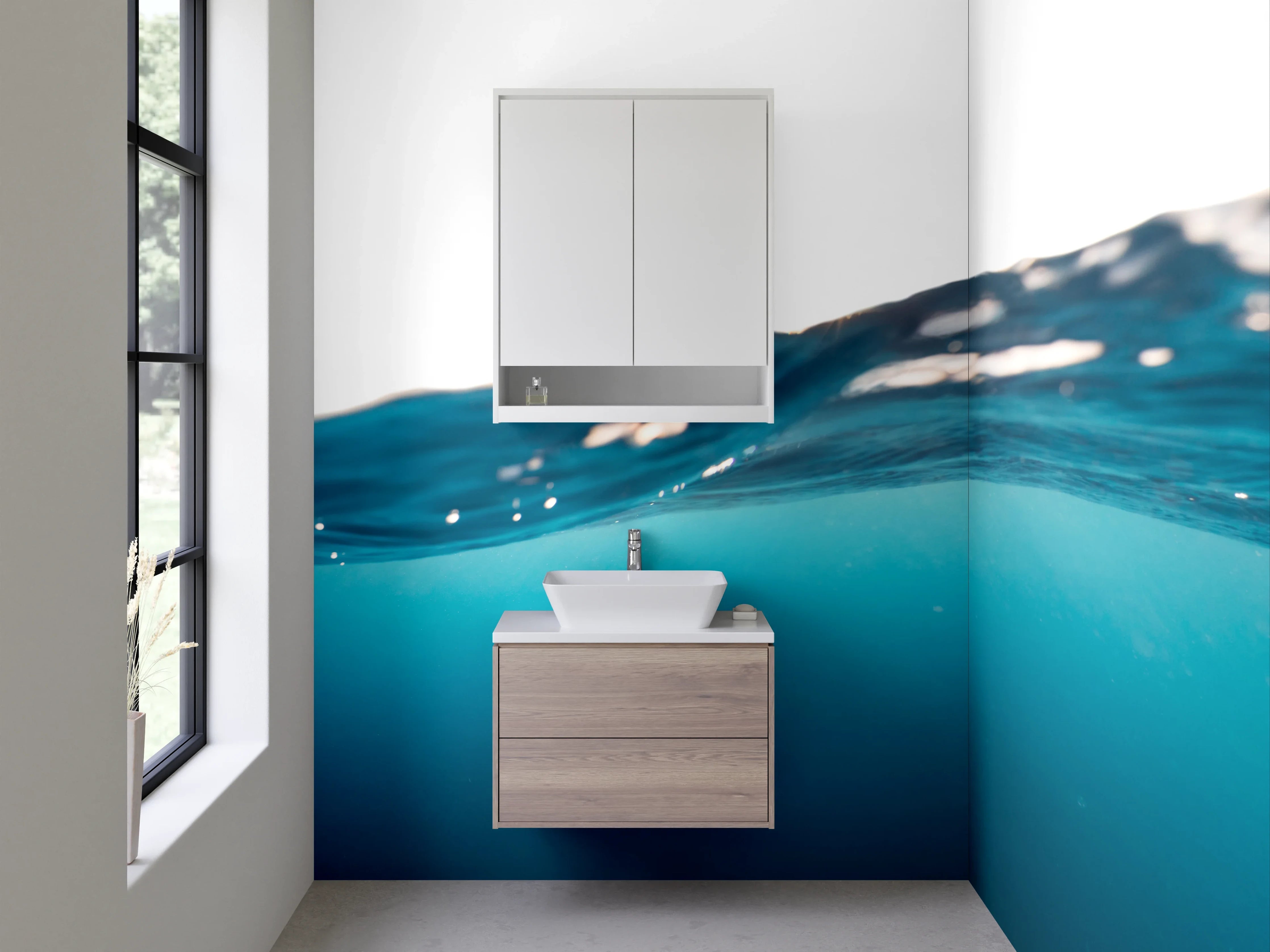 Waschbecken-Rückwand - Wellenblaues Wasser Meer Fotomotiv