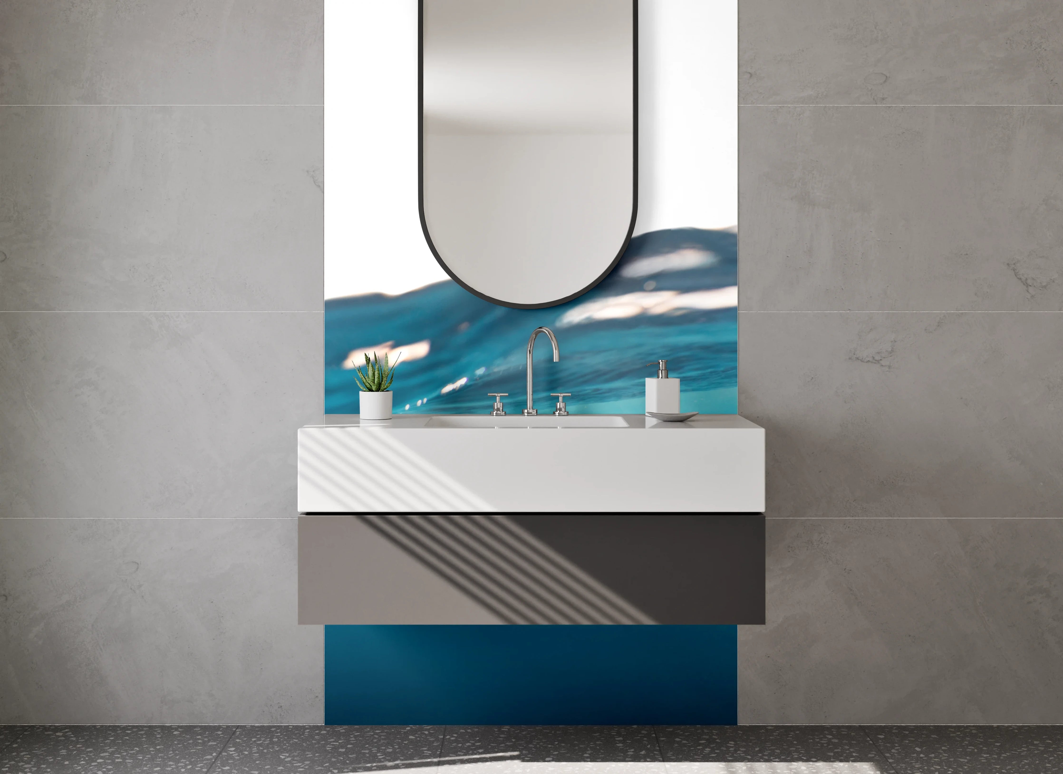 Waschbecken-Rückwand - Wellenblaues Wasser Meer Fotomotiv
