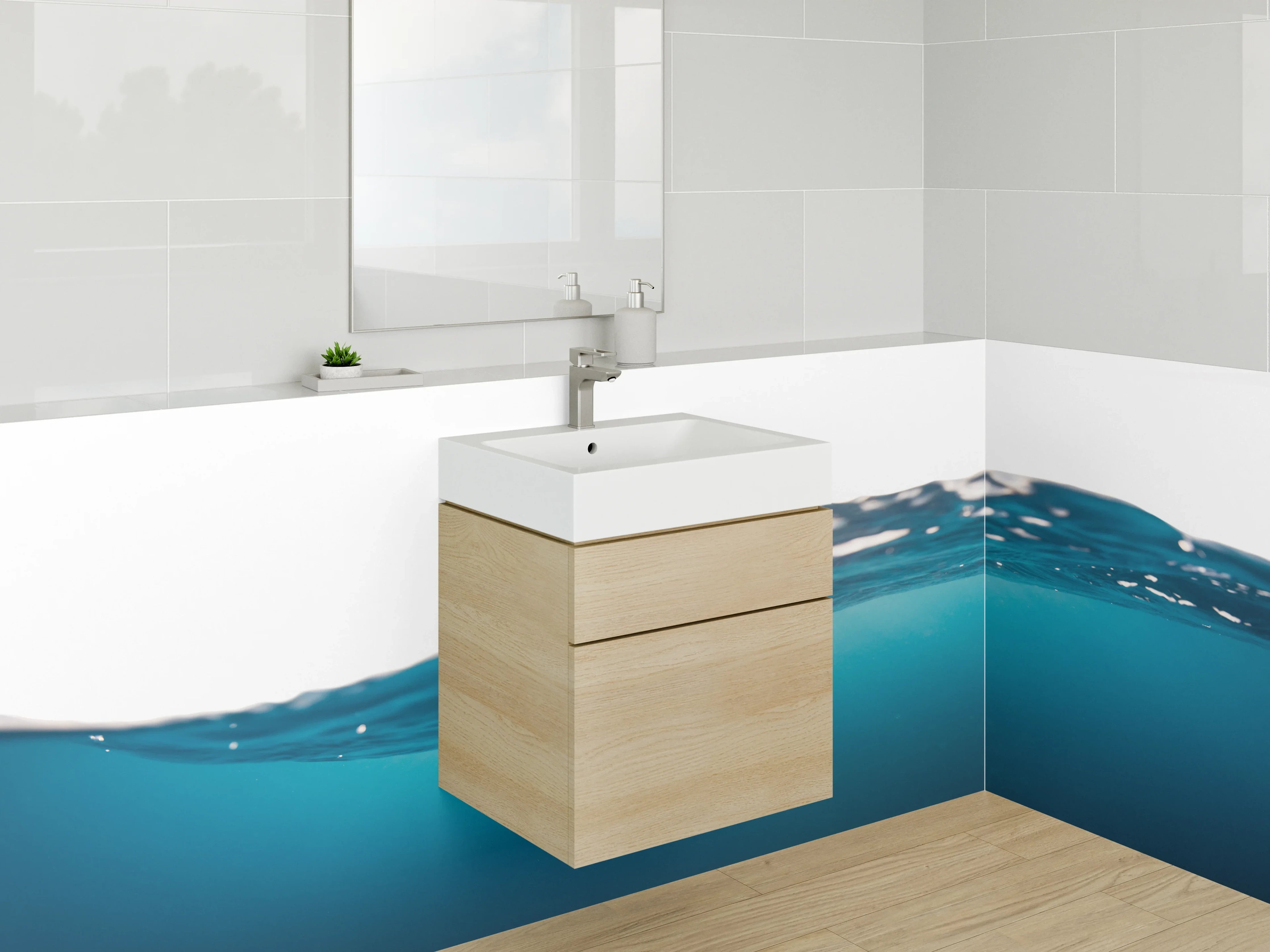 Waschbecken-Rückwand - Wellenblaues Wasser Meer Fotomotiv