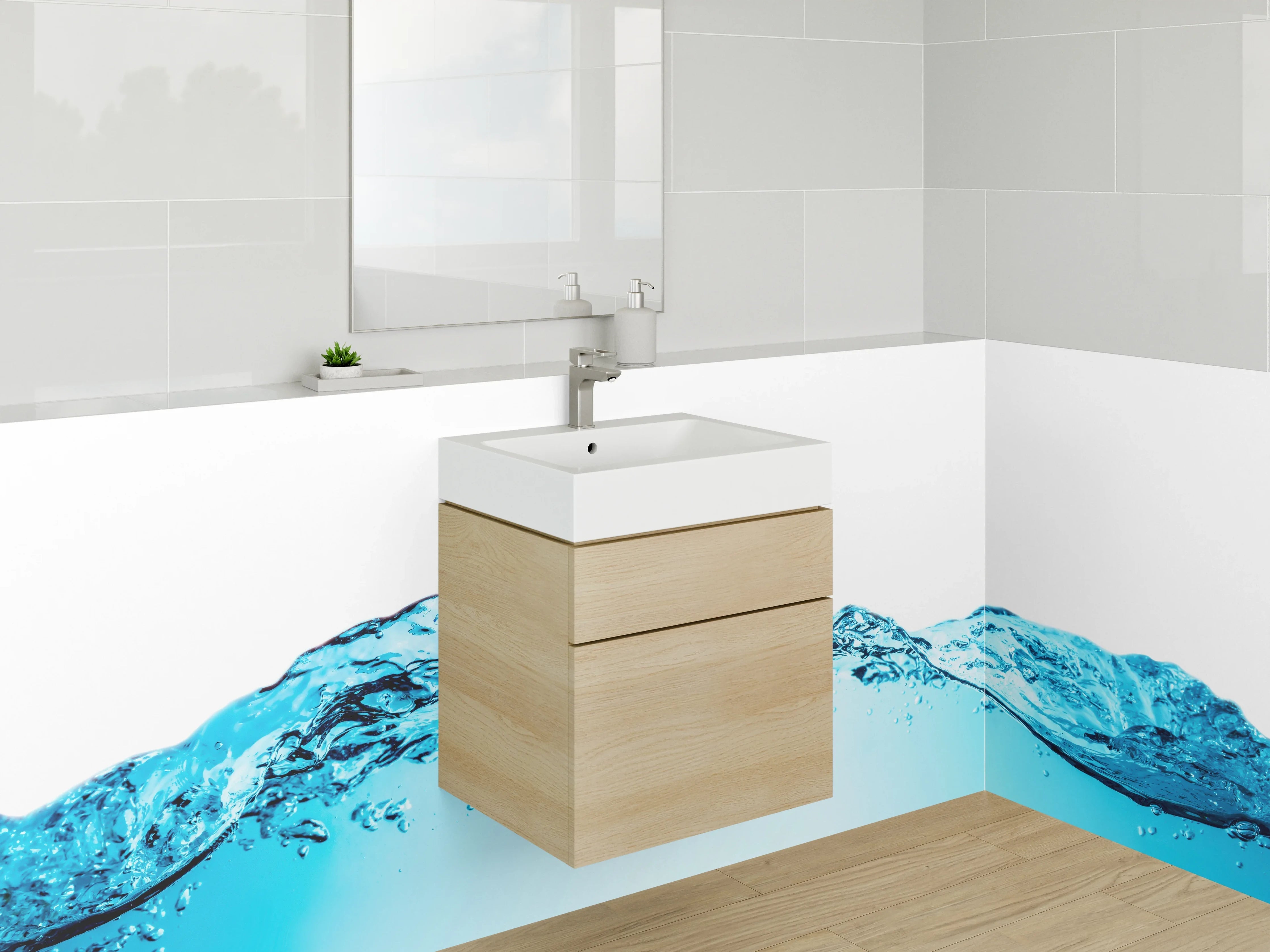 Waschbecken-Rückwand - Wellenförmiges Wasser – Frisches Design
