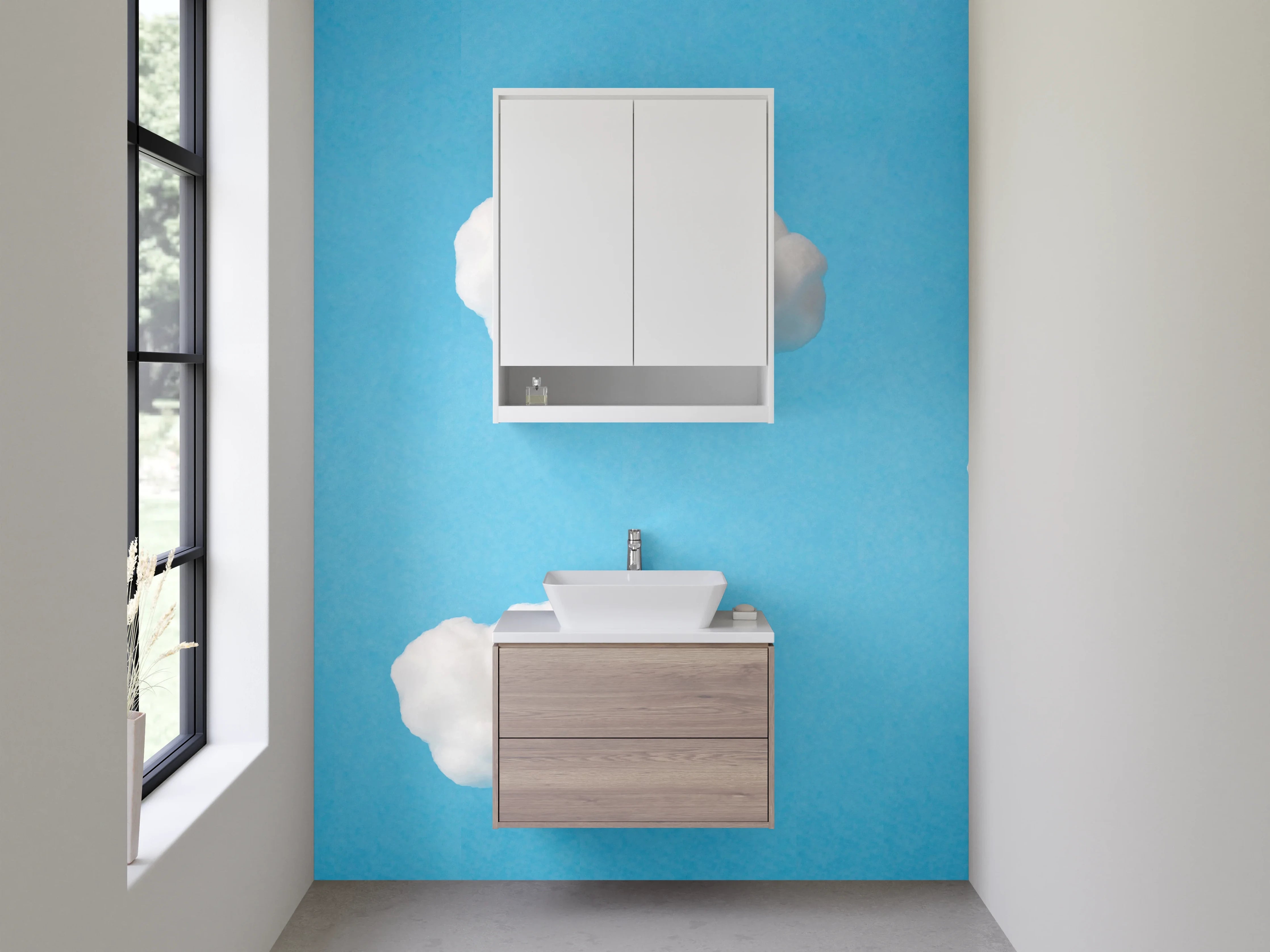 Waschbecken-Rückwand - Wolken Himmel Blau Modern