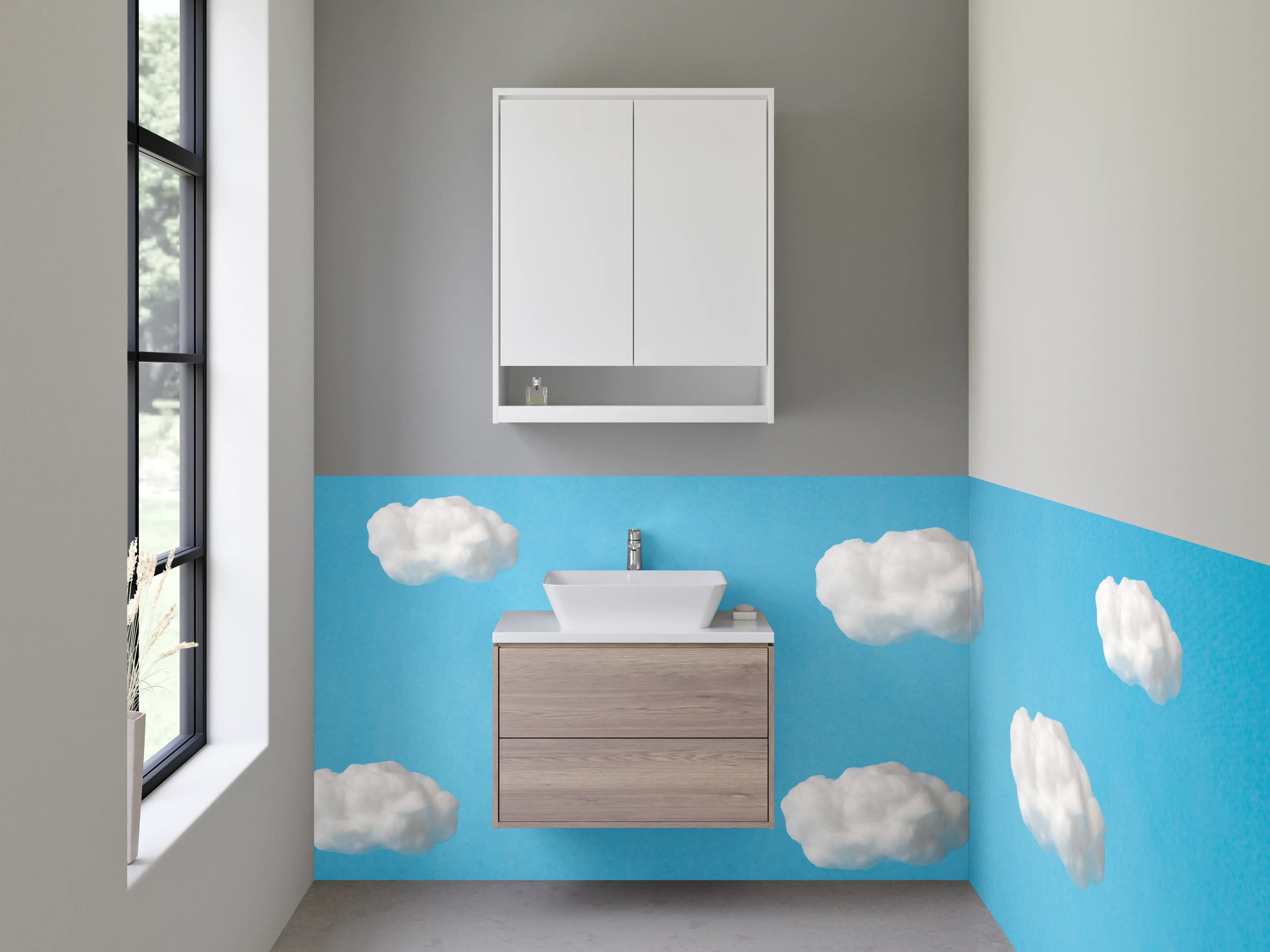 Waschbecken-Rückwand - Wolken Himmel Blau Modern