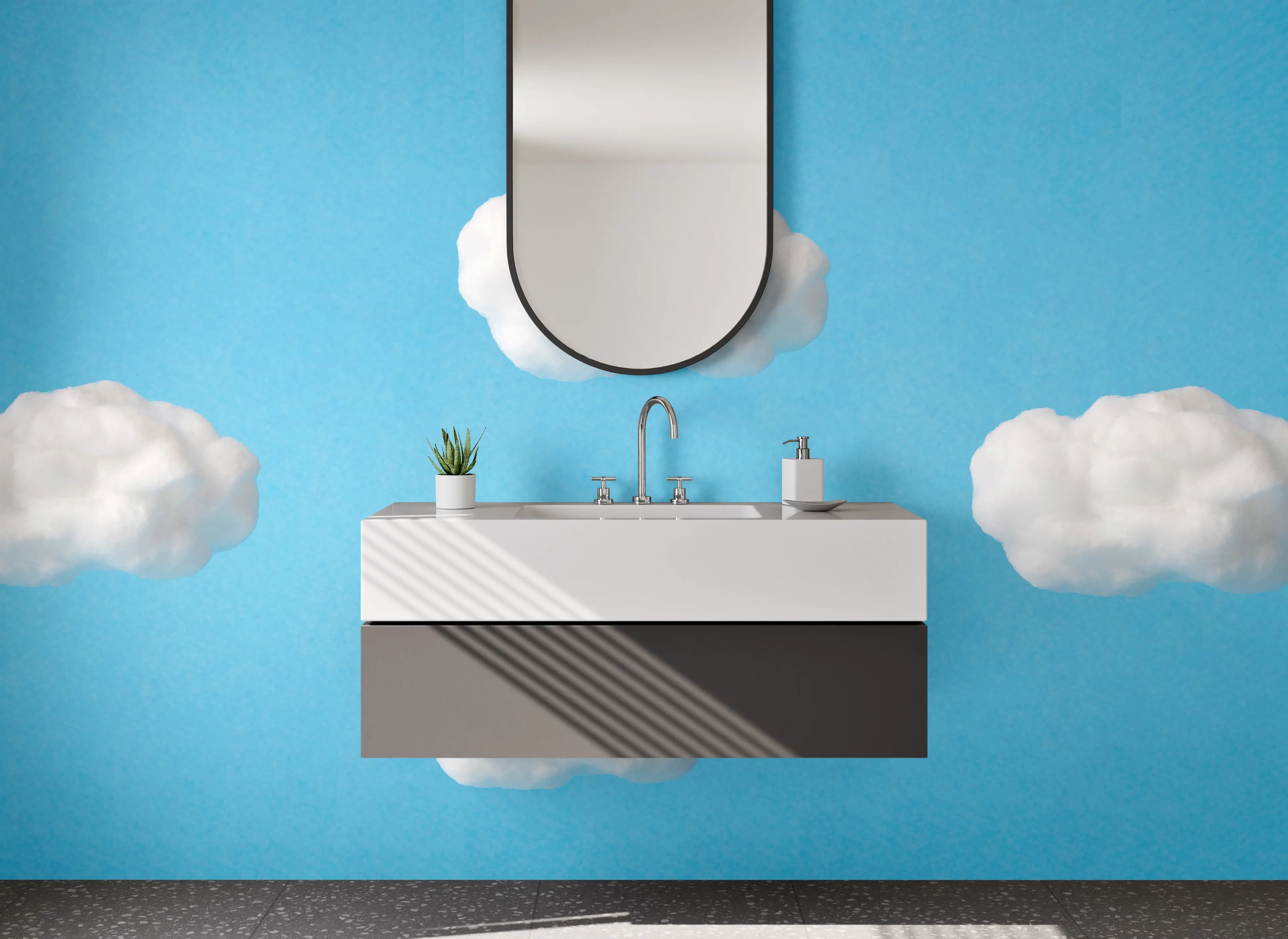 Waschbecken-Rückwand - Wolken Himmel Blau Modern