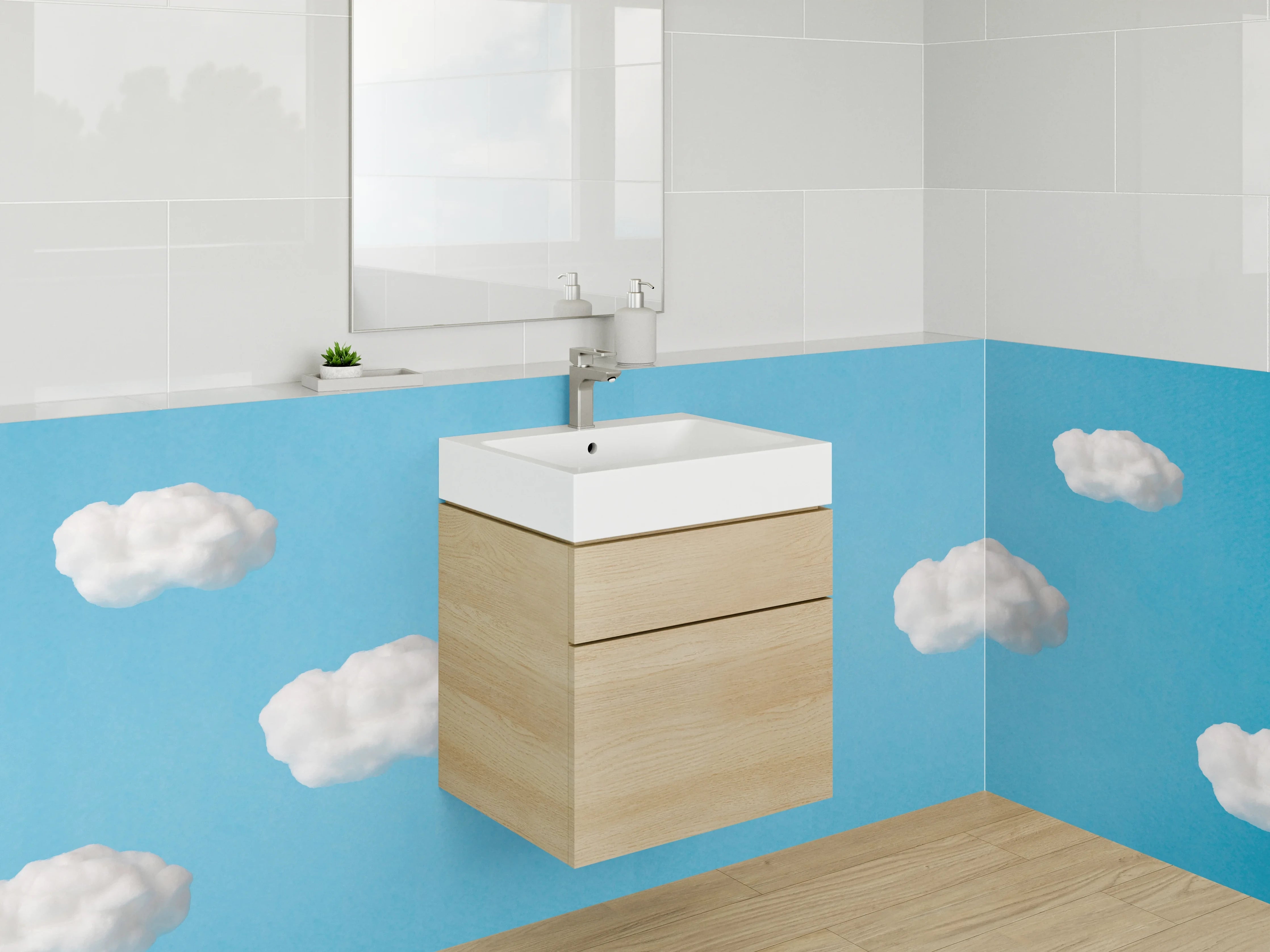 Waschbecken-Rückwand - Wolken Himmel Blau Modern