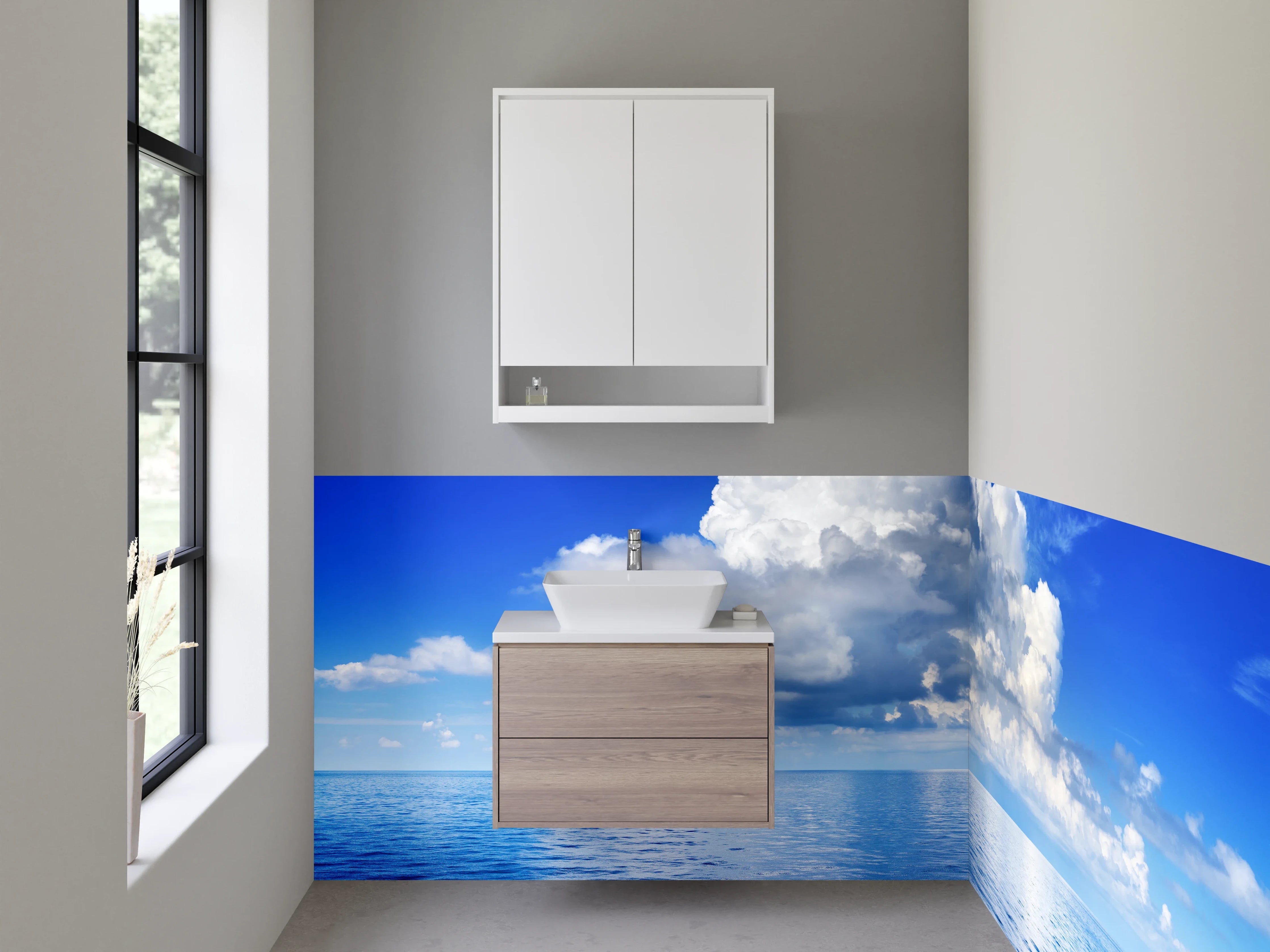 Waschbecken-Rückwand - Wolken über ruhigem Ozean