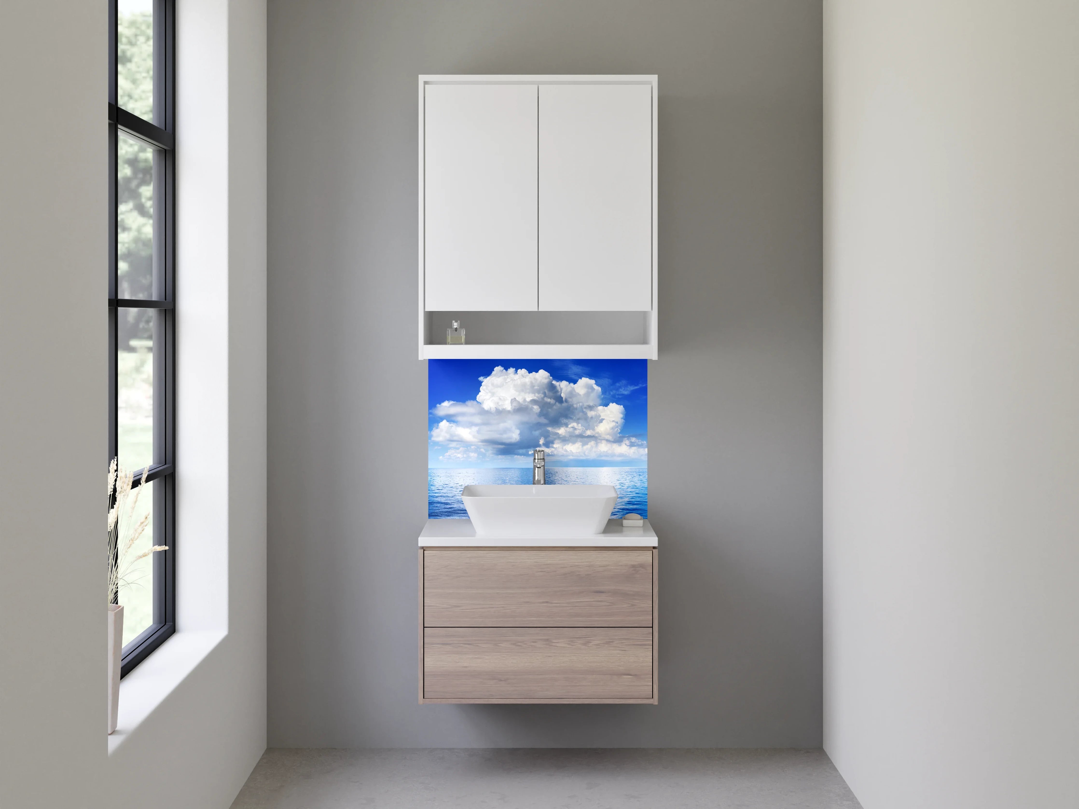 Waschbecken-Rückwand - Wolken über ruhigem Ozean