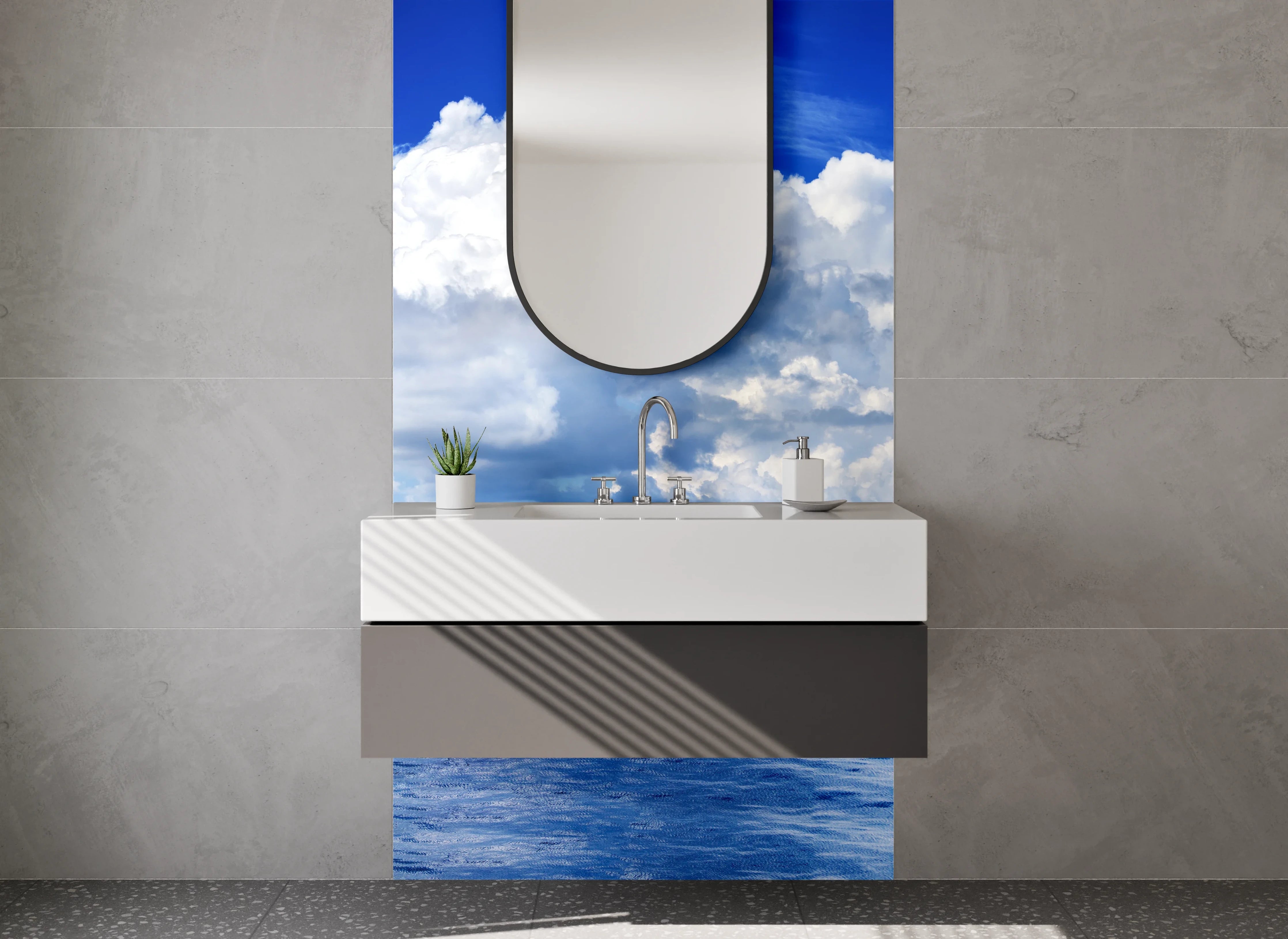 Waschbecken-Rückwand - Wolken über ruhigem Ozean
