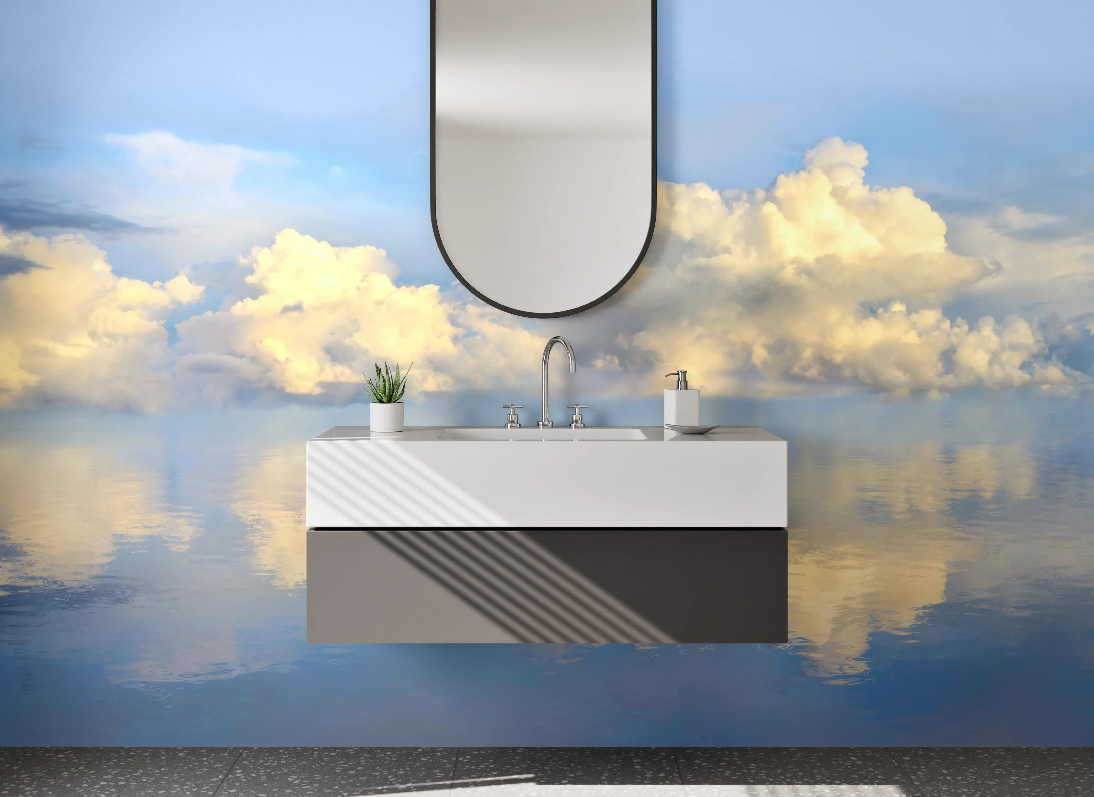 Waschbecken-Rückwand - Wolkenmeer – Himmel und Wasser