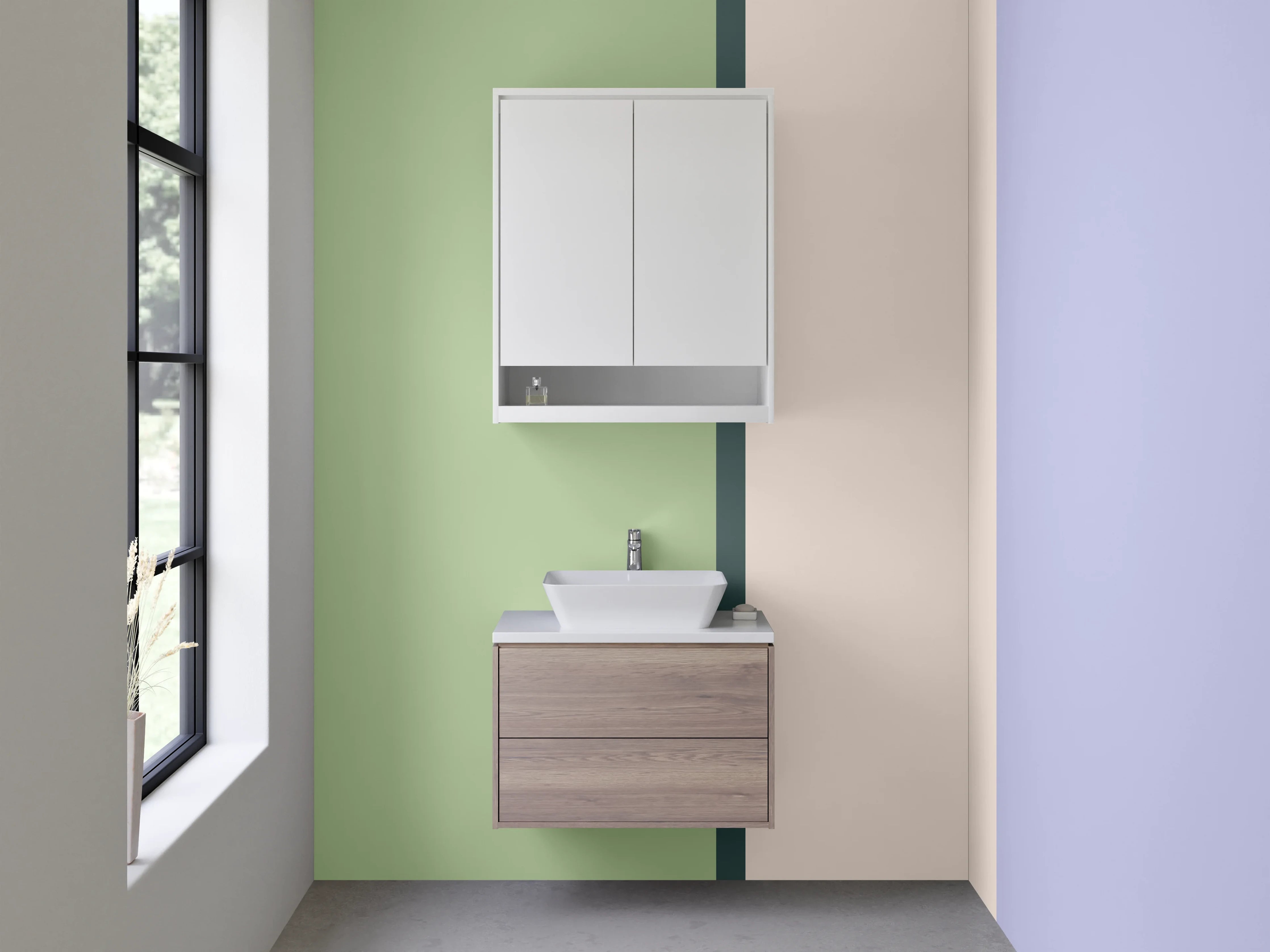 Waschbecken-Rückwand - Zarte Grautöne Wanddesign