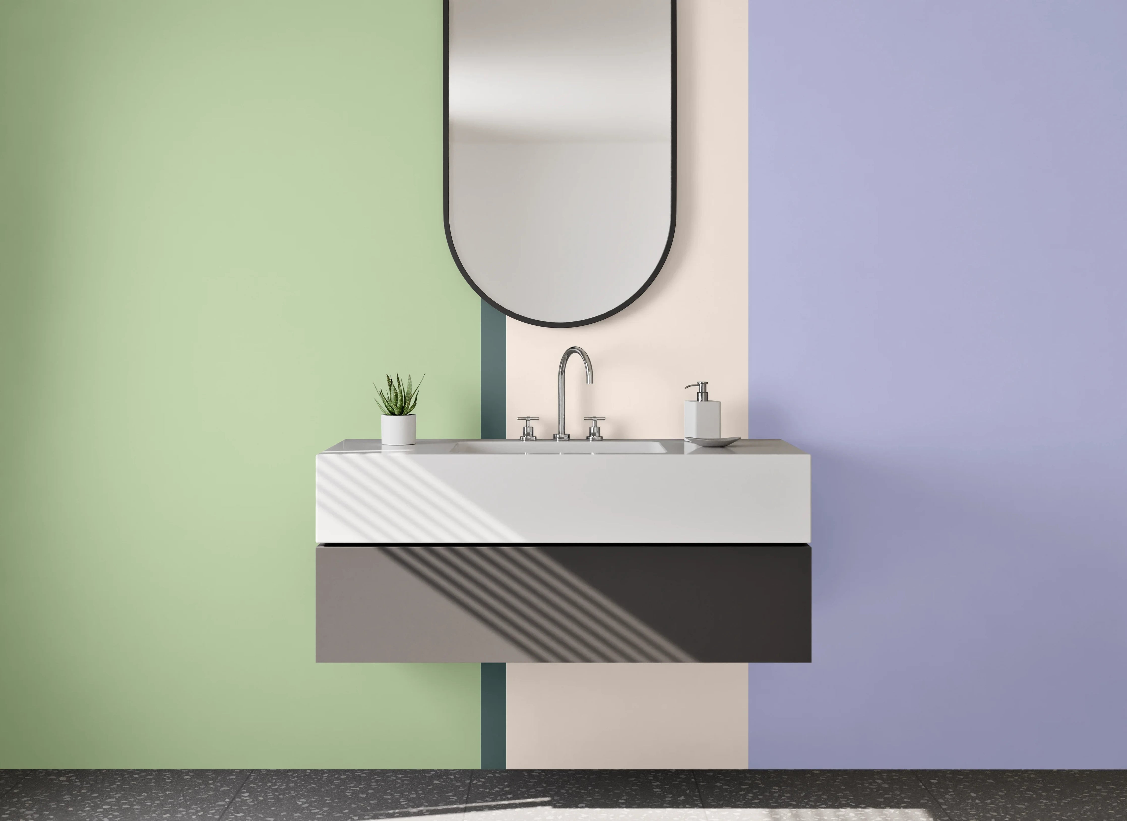 Waschbecken-Rückwand - Zarte Grautöne Wanddesign