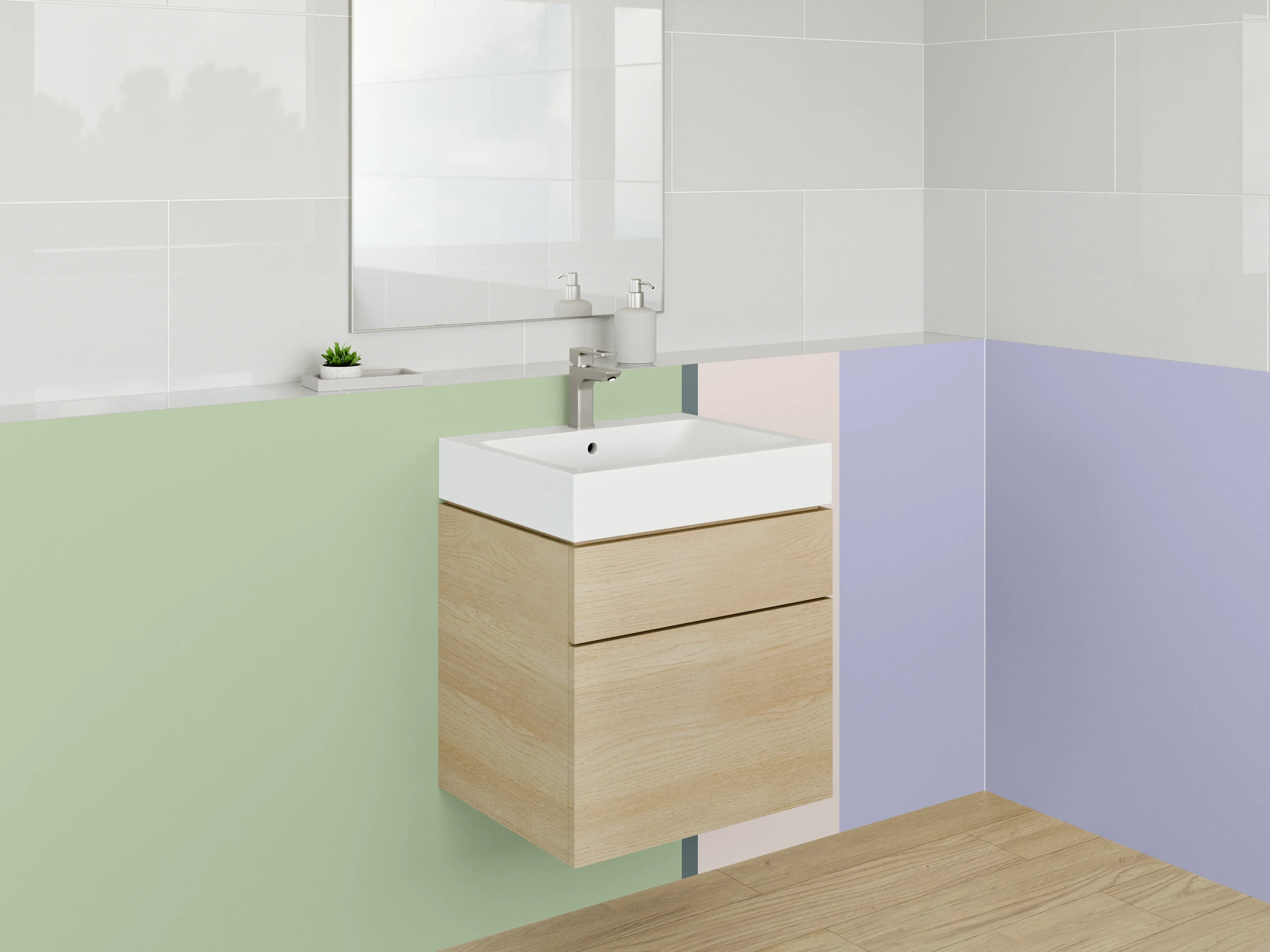 Waschbecken-Rückwand - Zarte Grautöne Wanddesign