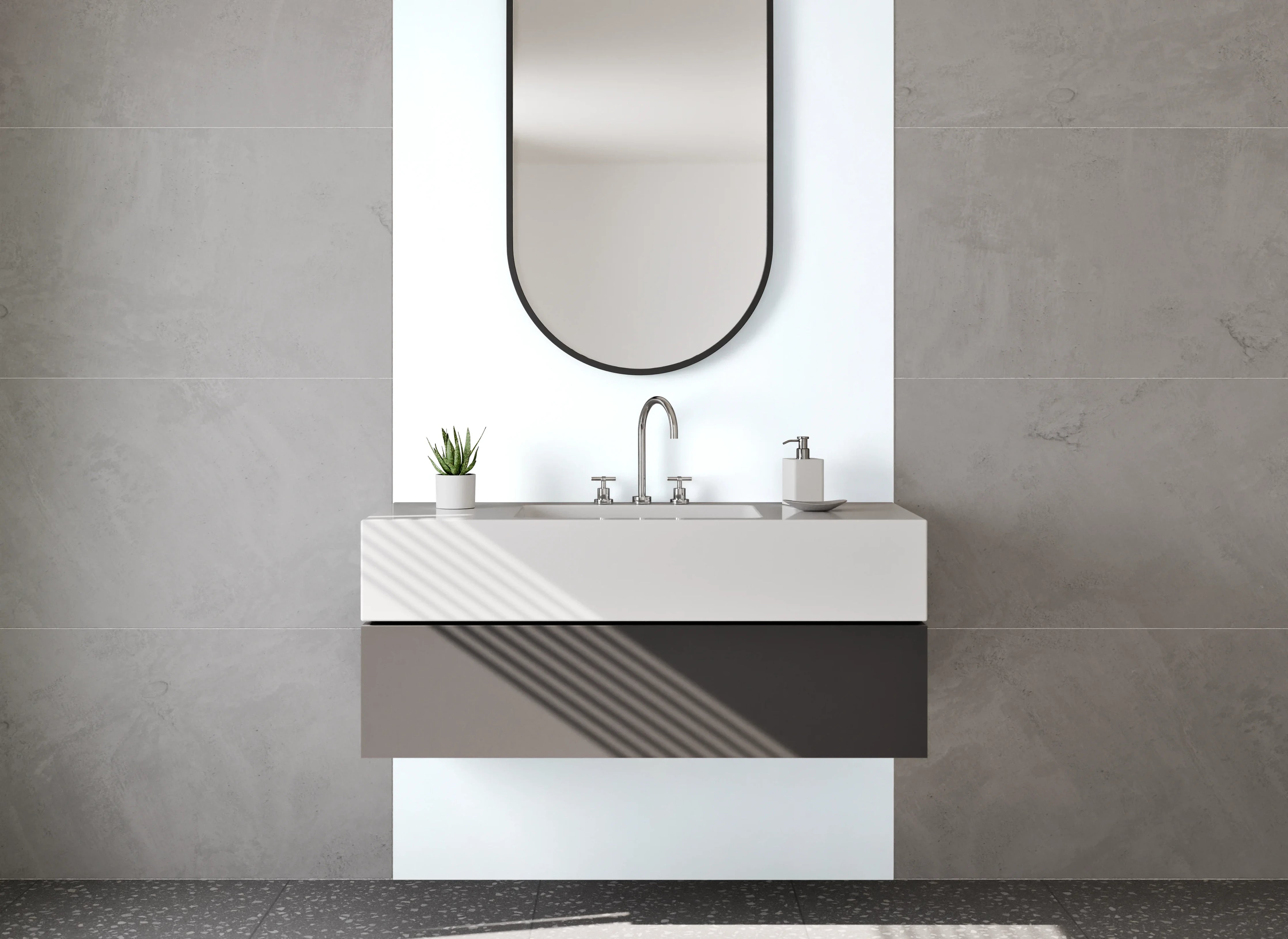 Waschbecken-Rückwand - Zarte weiße Orchidee mit Pastellfarben