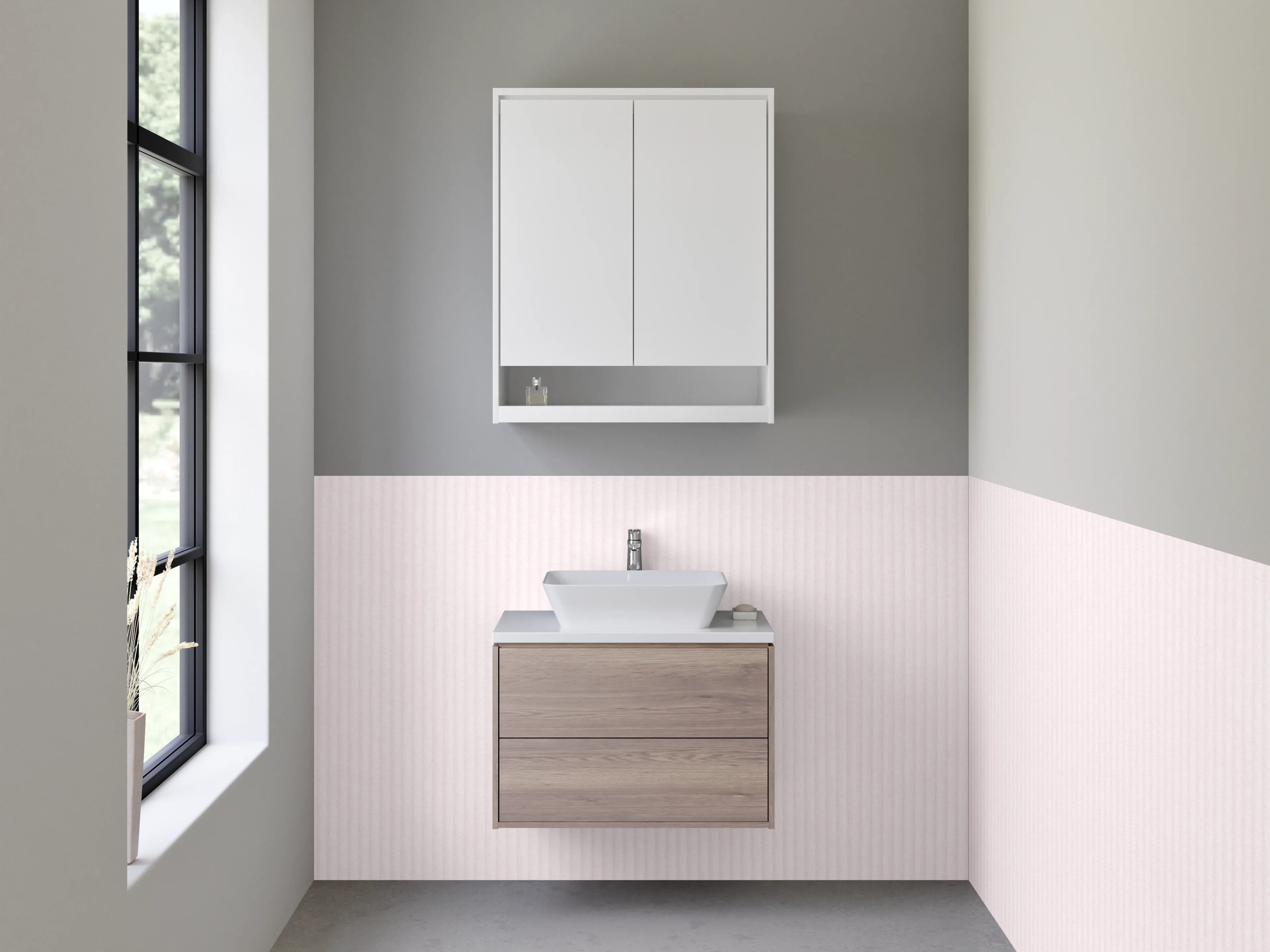 Waschbecken-Rückwand - Zartes Rosa Uni-Design für Rückwände