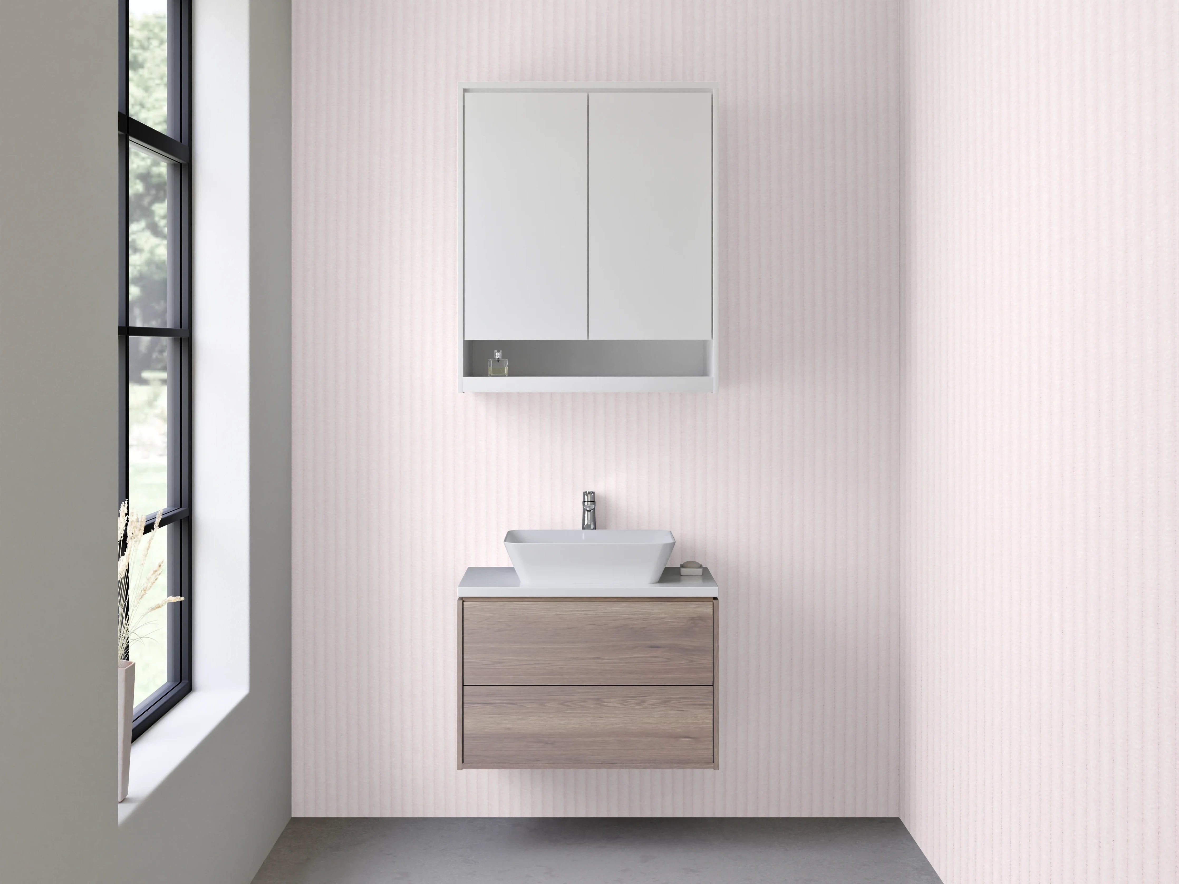 Waschbecken-Rückwand - Zartes Rosa Uni-Design für Rückwände