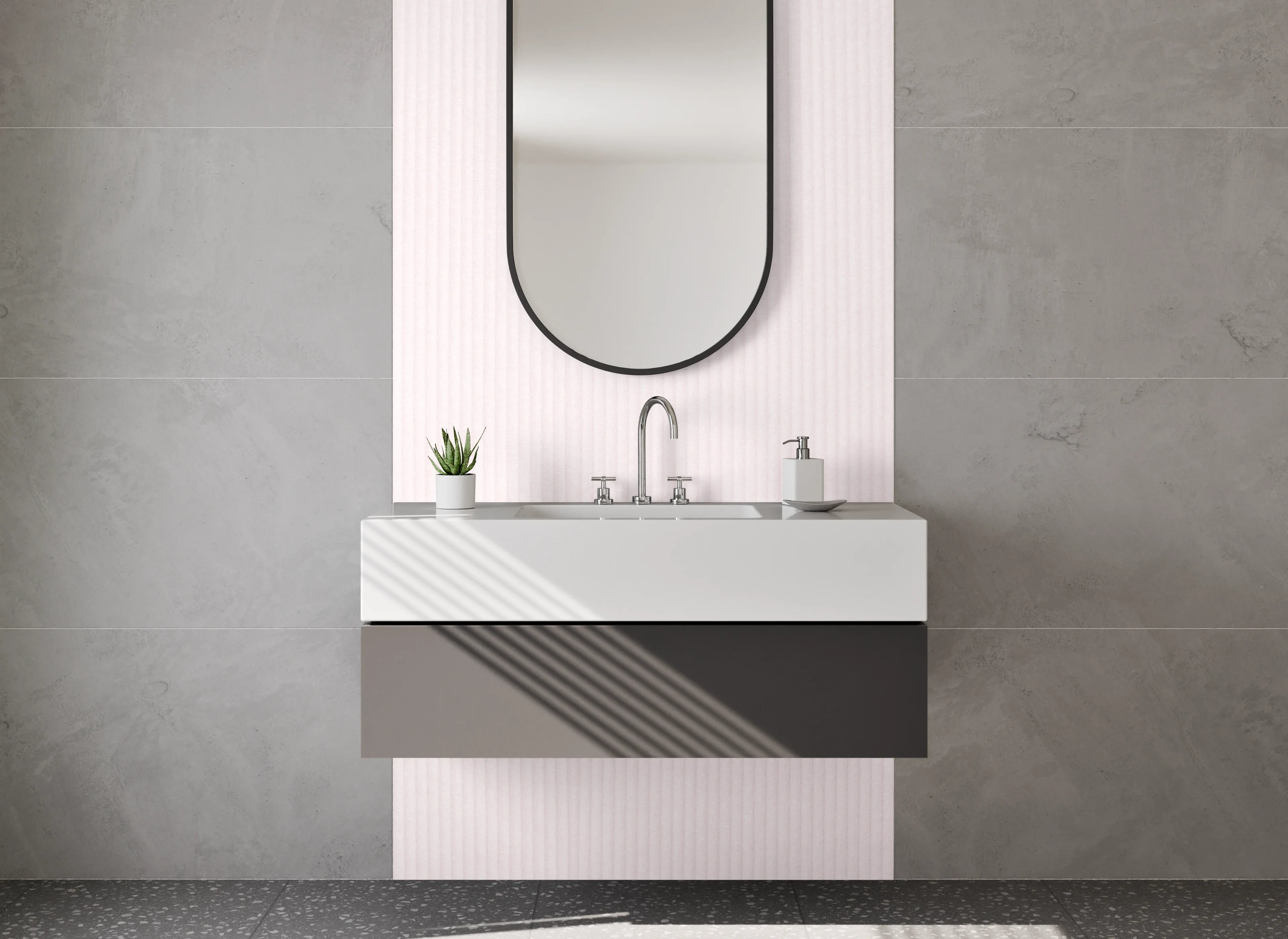 Waschbecken-Rückwand - Zartes Rosa Uni-Design für Rückwände