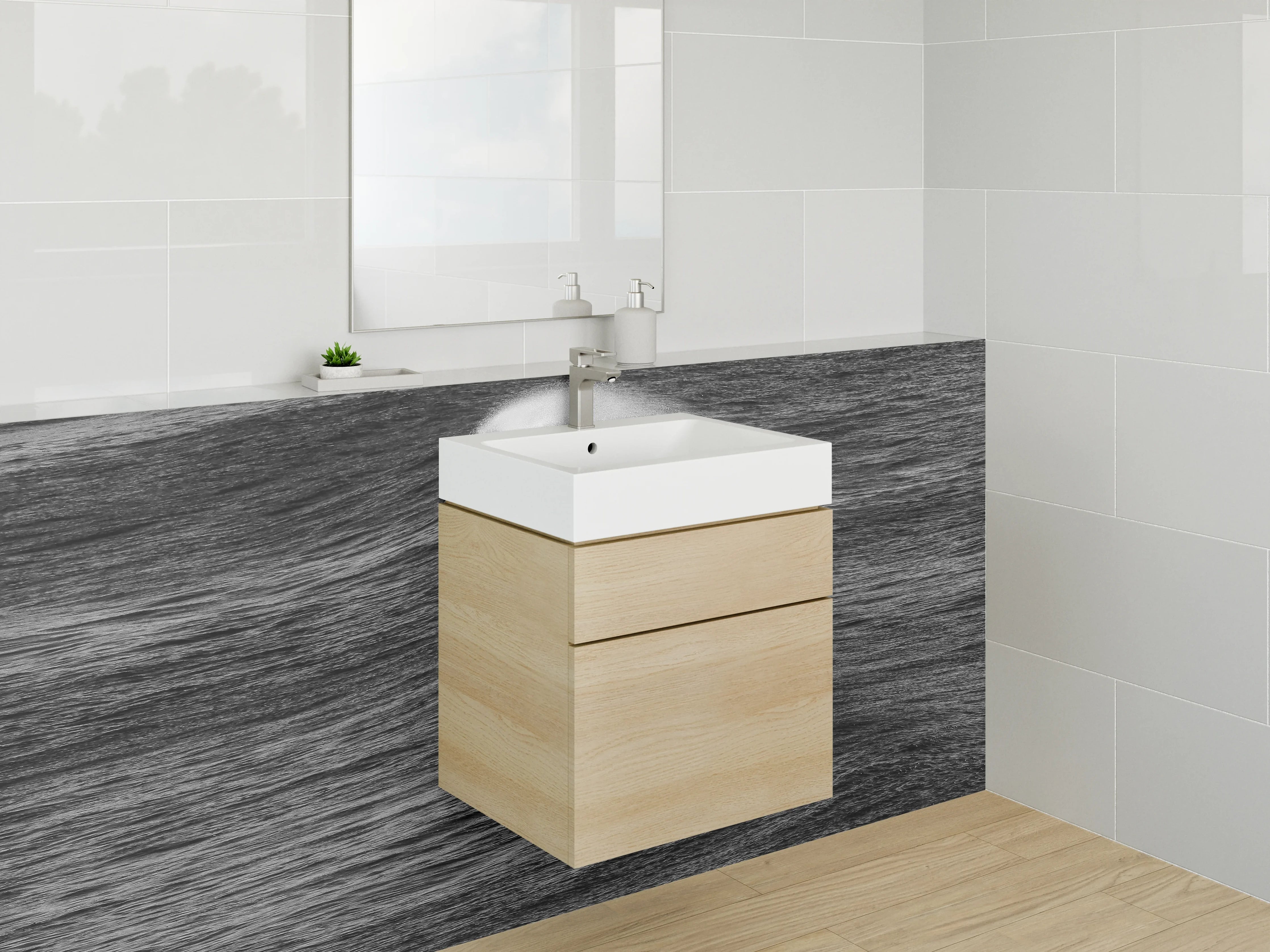 Waschbecken-Rückwand - Zeitlose Grautöne für moderne Bad-Rückwände