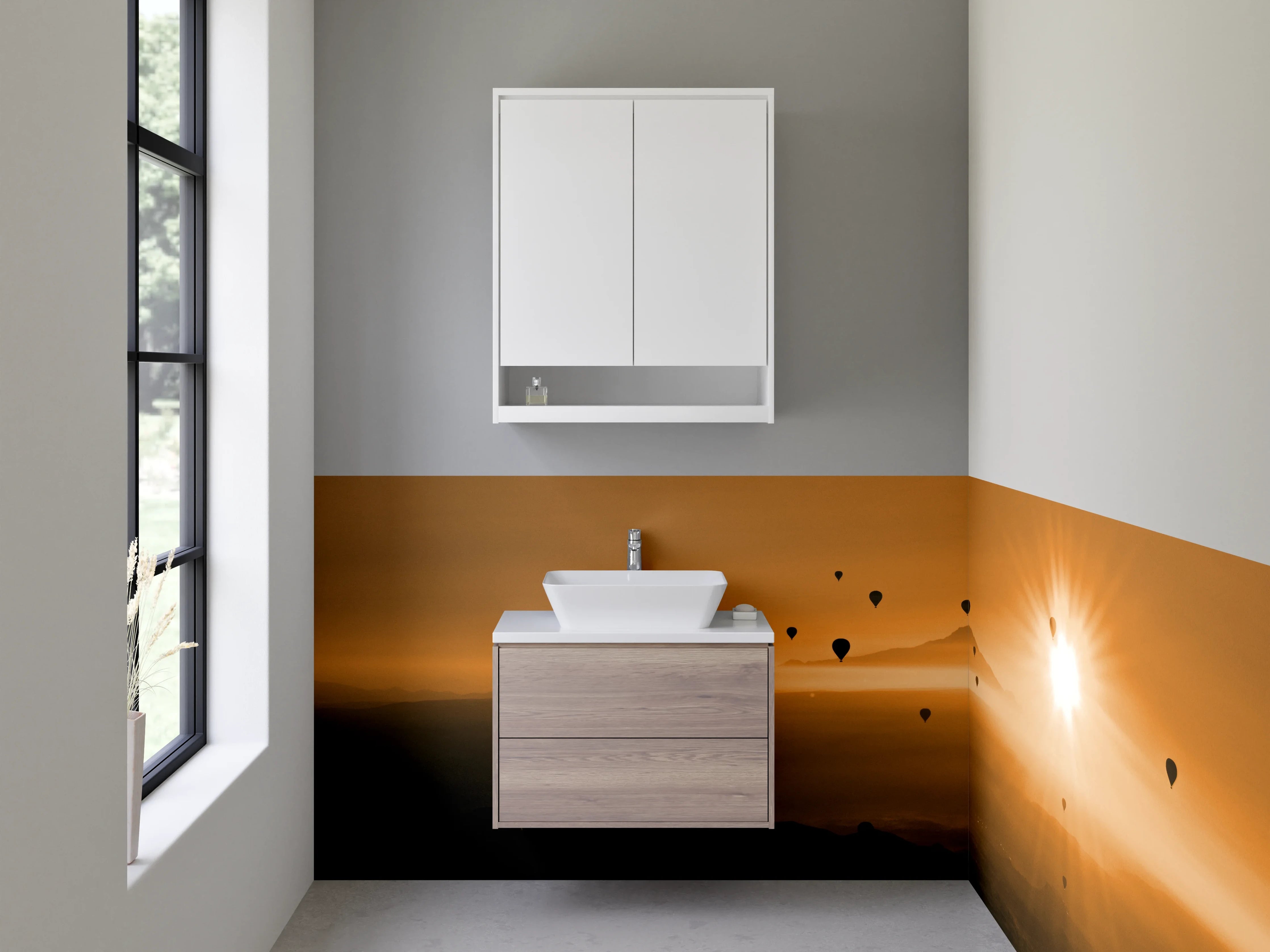Waschbecken-Rückwand - Zeitlose Grautöne für moderne Waschrückwände