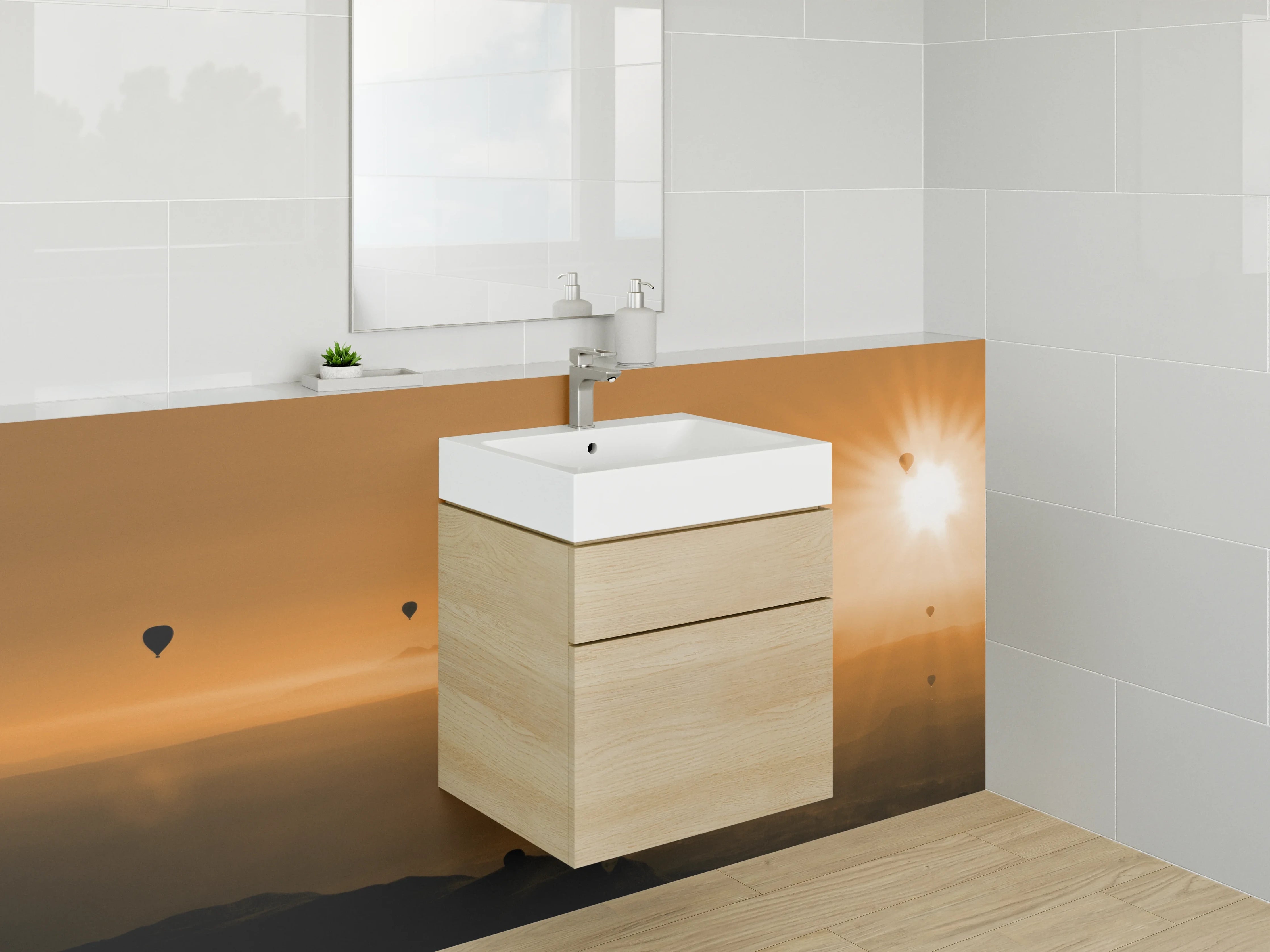 Waschbecken-Rückwand - Zeitlose Grautöne für moderne Waschrückwände