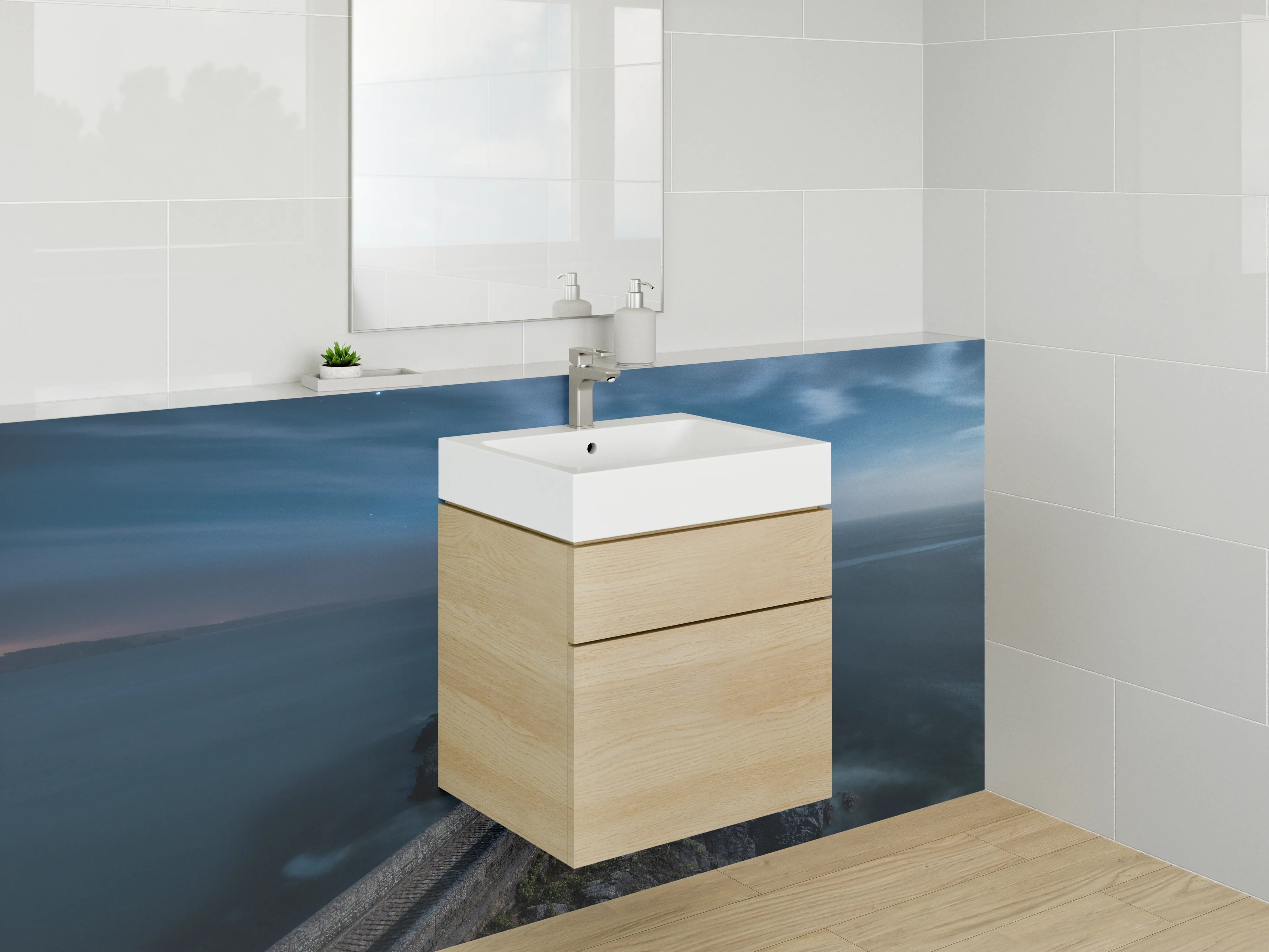 Waschbecken-Rückwand - Zeitlose Grautöne für stilvolle Badezimmer-Rückwände