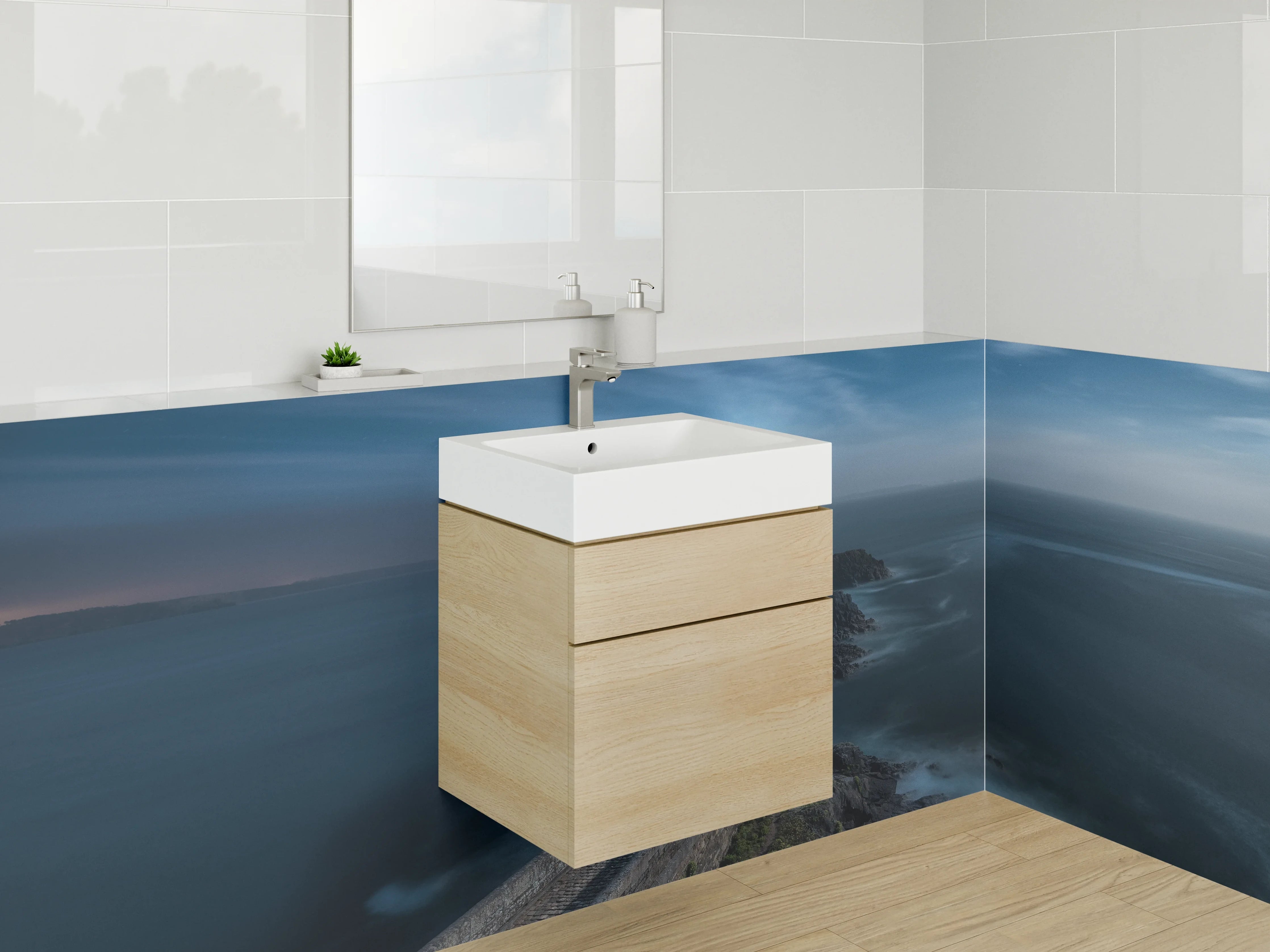 Waschbecken-Rückwand - Zeitlose Grautöne für stilvolle Badezimmer-Rückwände